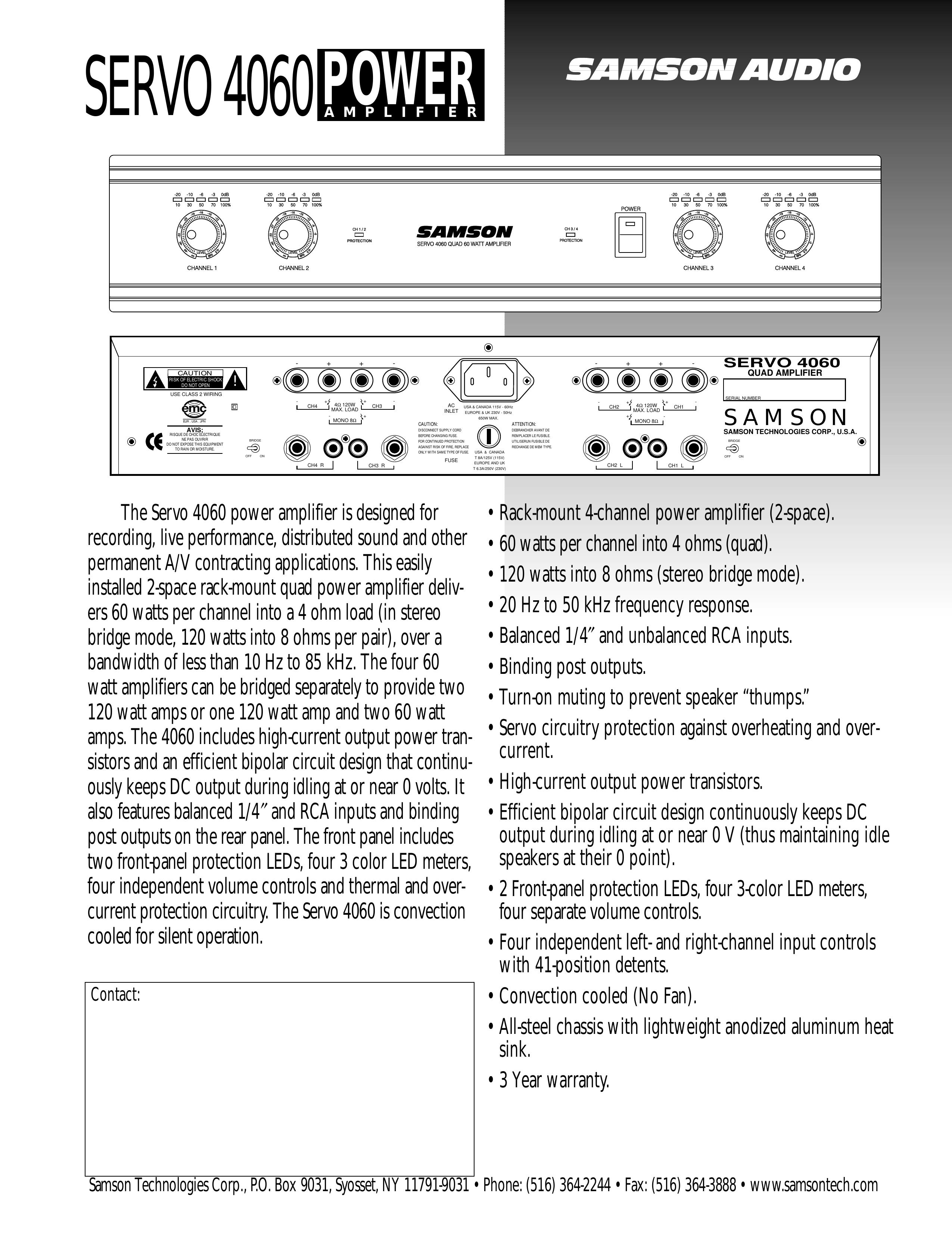 Samson Servo 4060 Music Mixer User Manual
