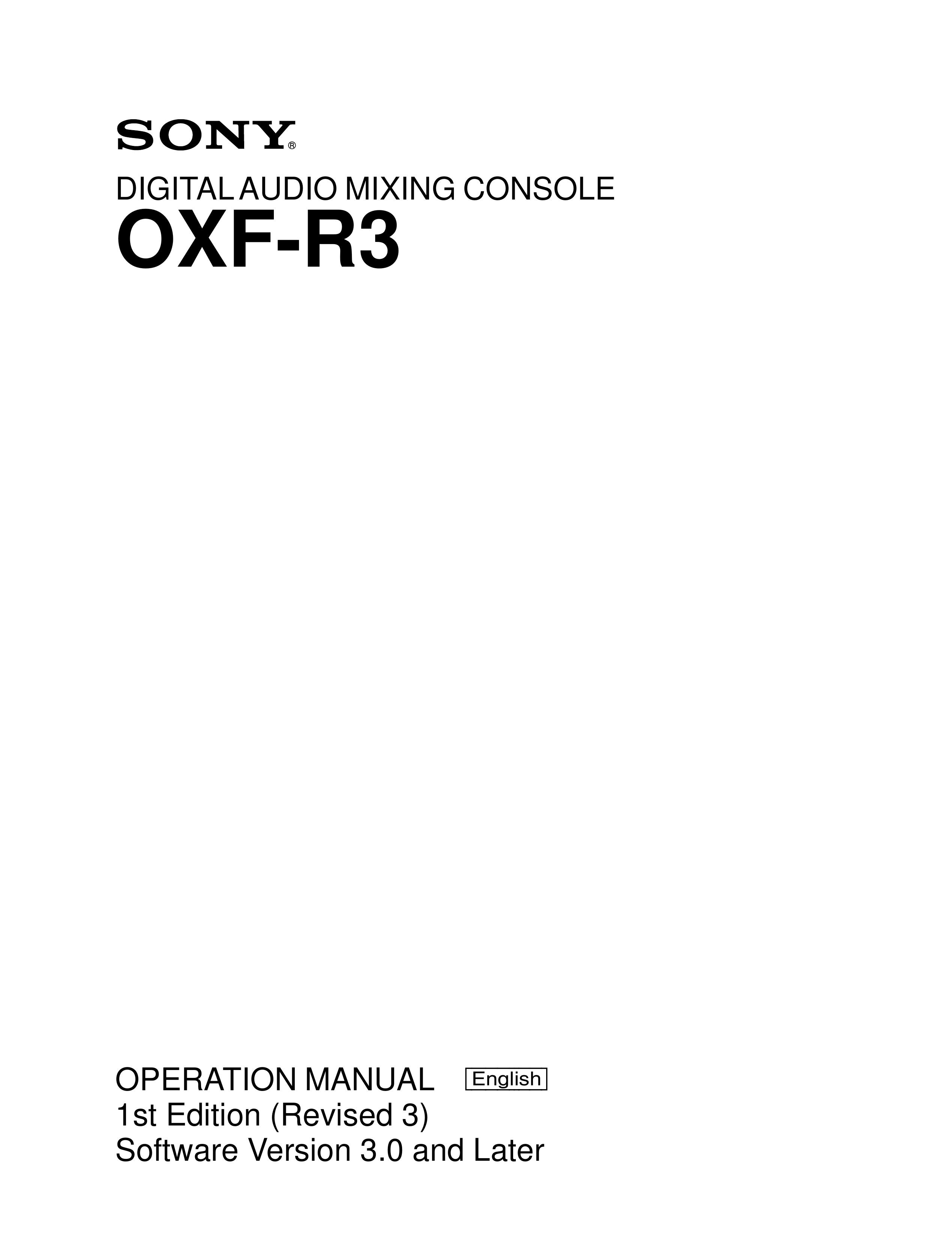 Sony OXF-R3 Music Mixer User Manual