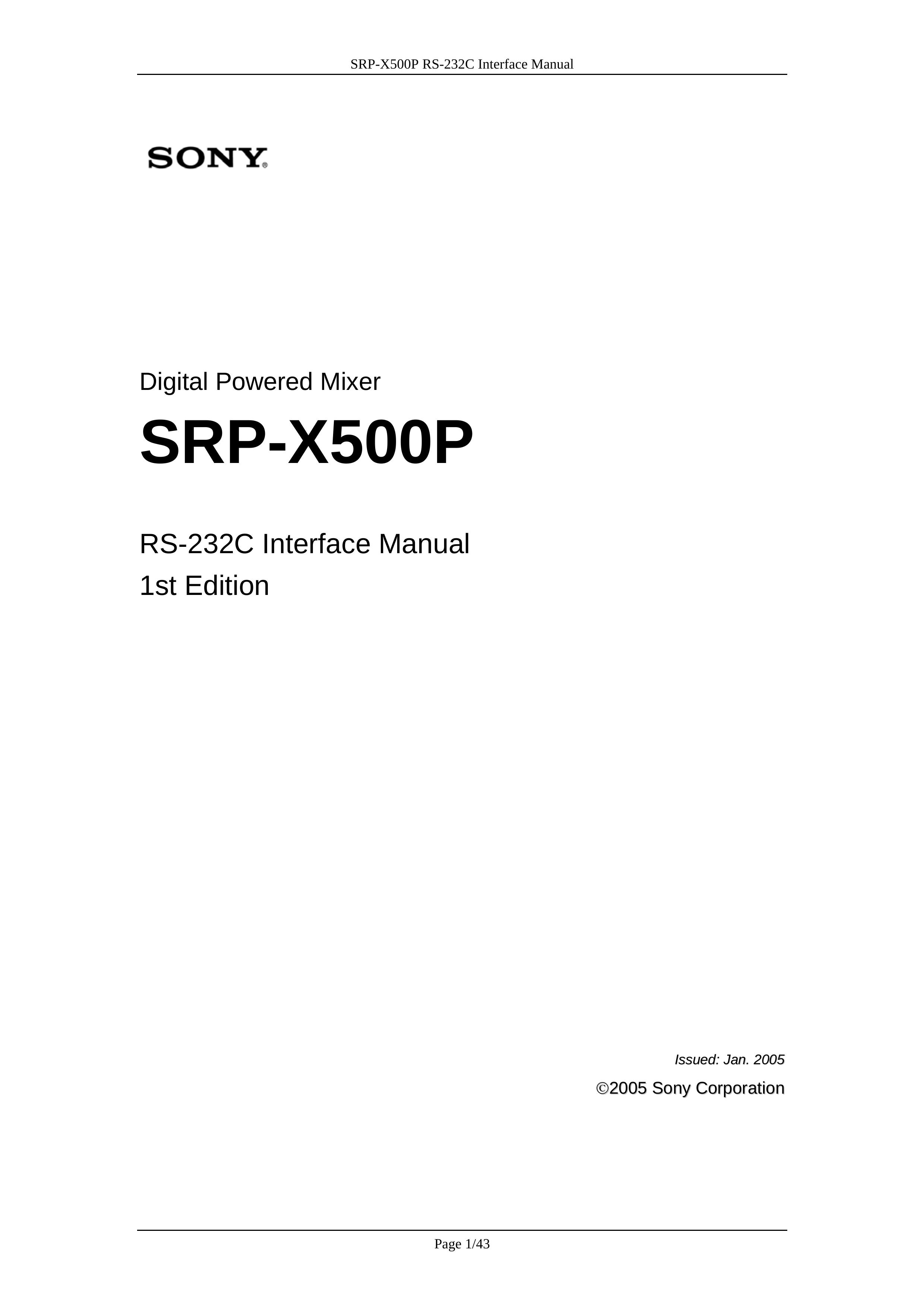 Sony SRP-X500P Music Mixer User Manual
