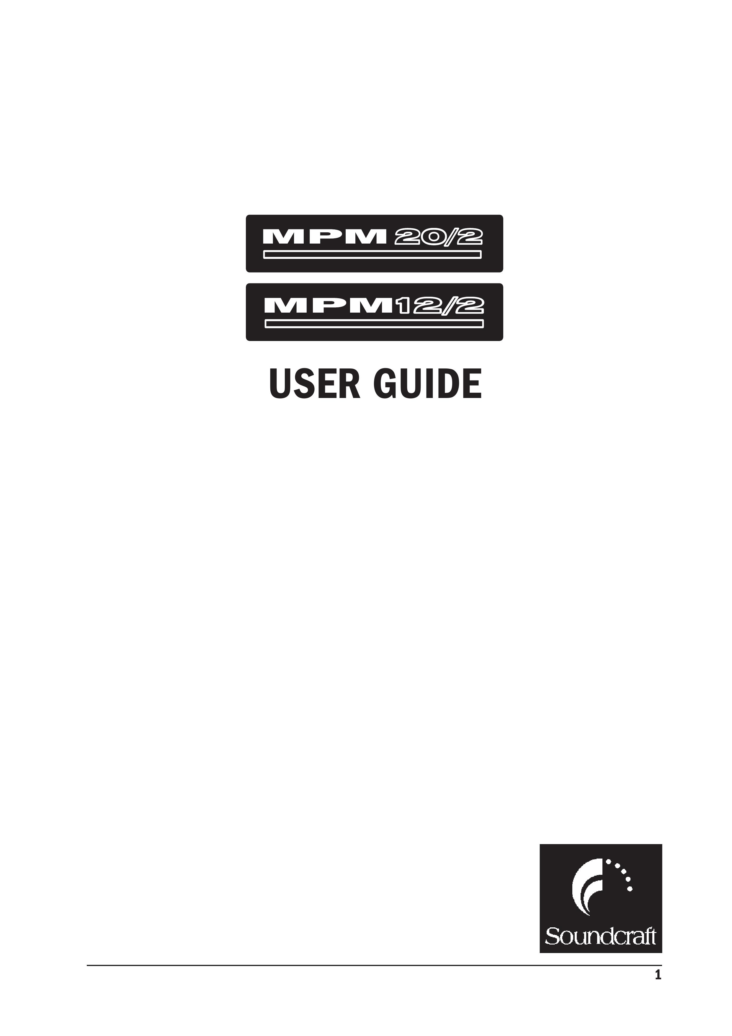 SoundCraft MPM 20/2 Music Mixer User Manual
