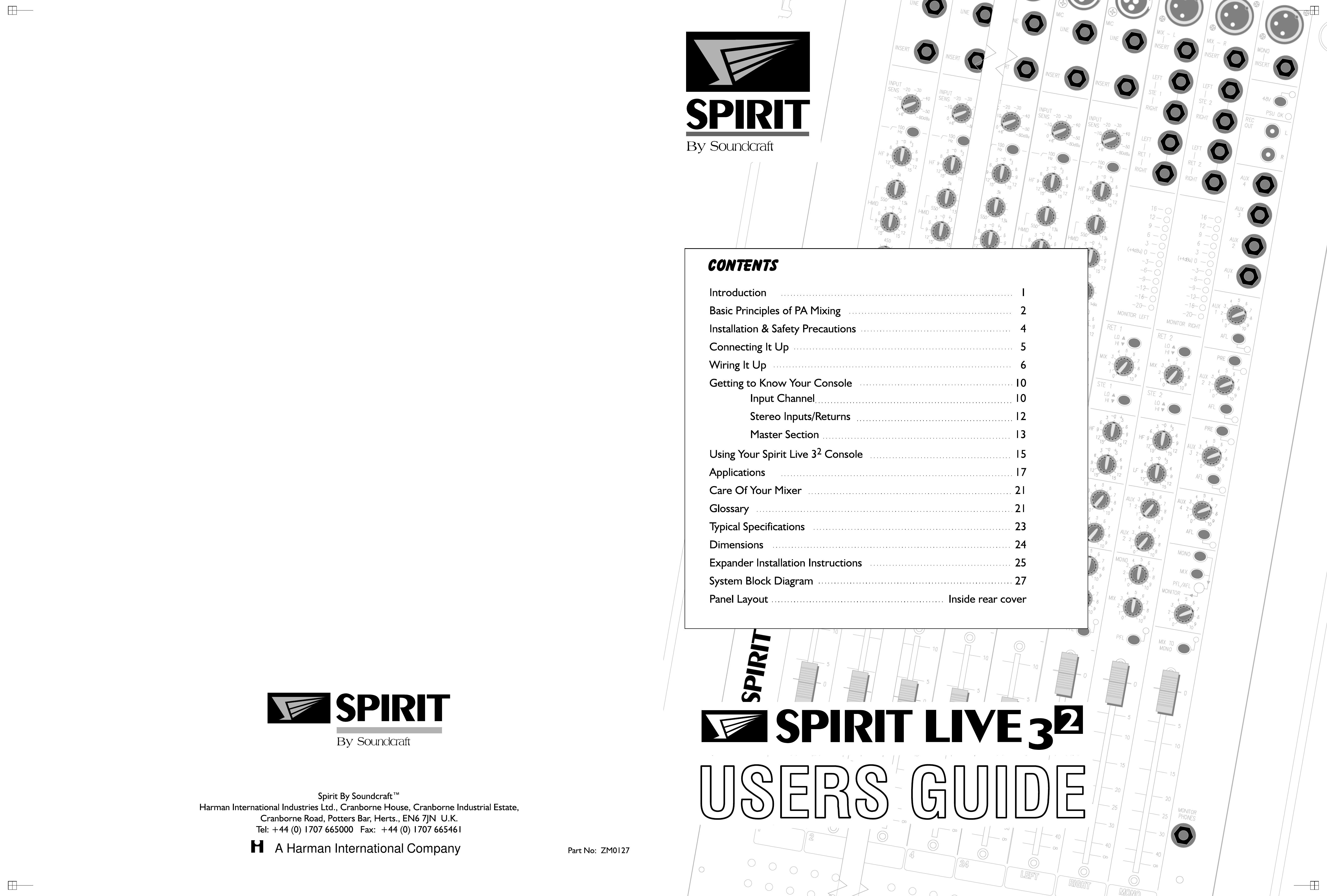 SoundCraft Spirit Live 3-2 Music Mixer User Manual