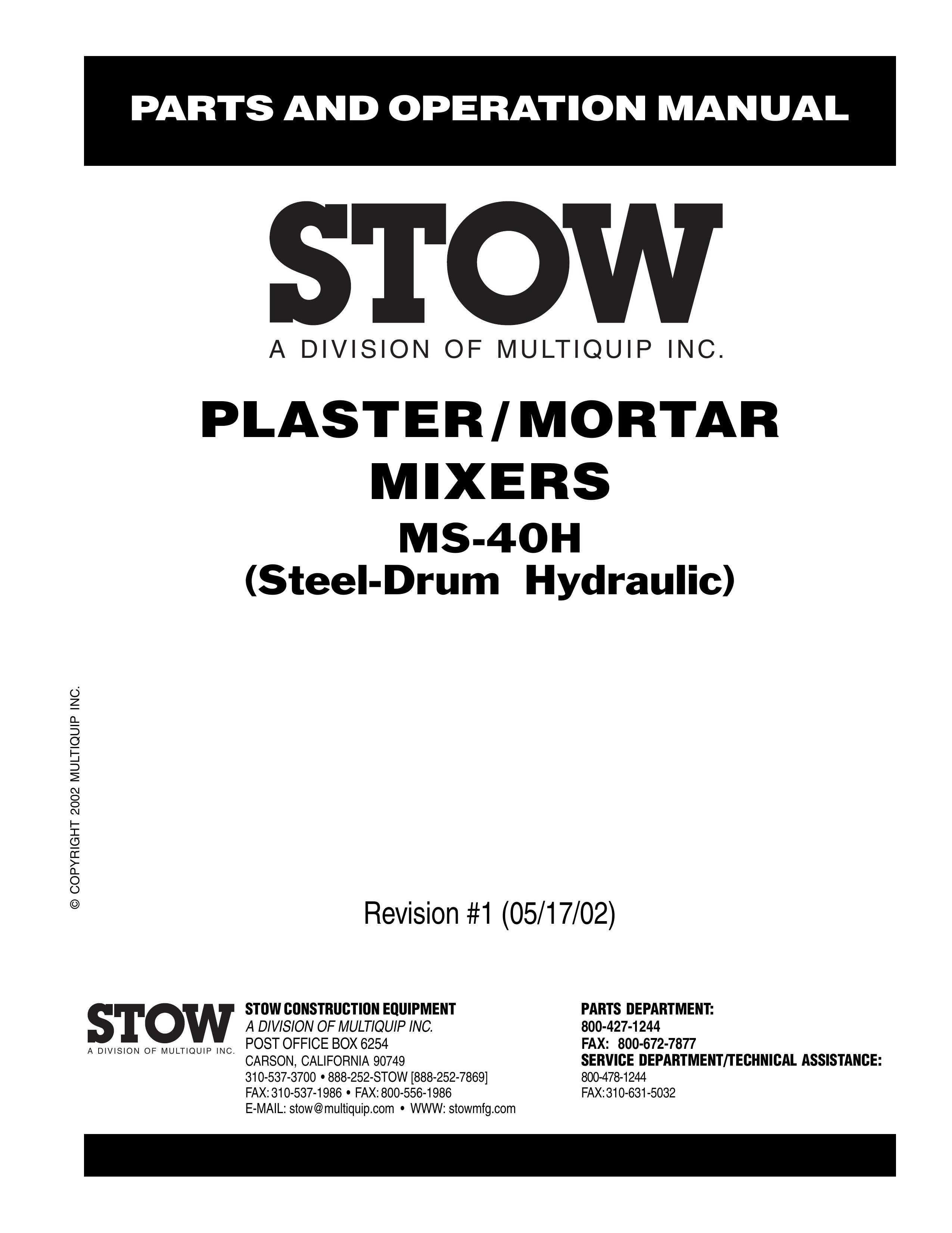 Stow MS-40H Music Mixer User Manual