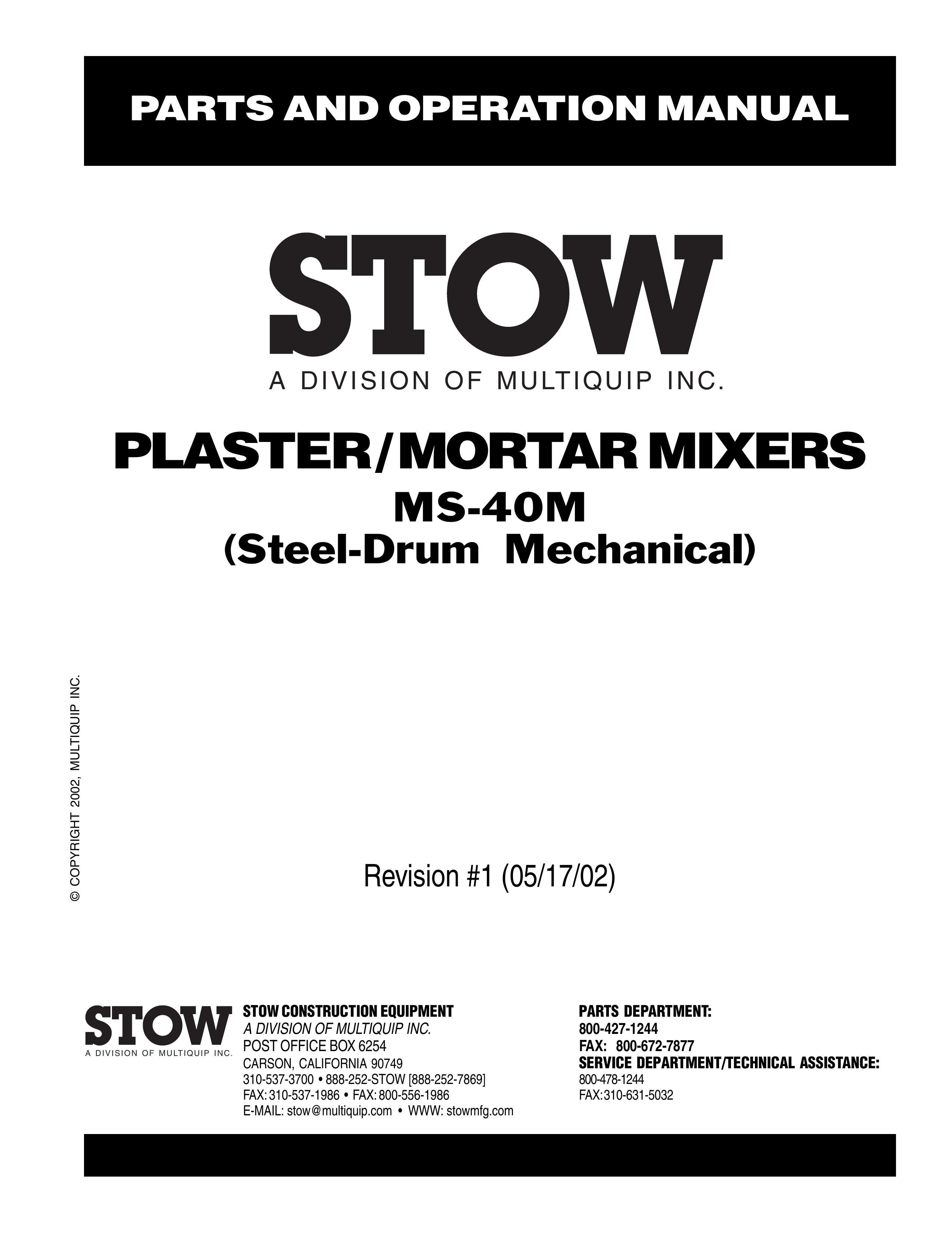 Stow MS-40M Music Mixer User Manual