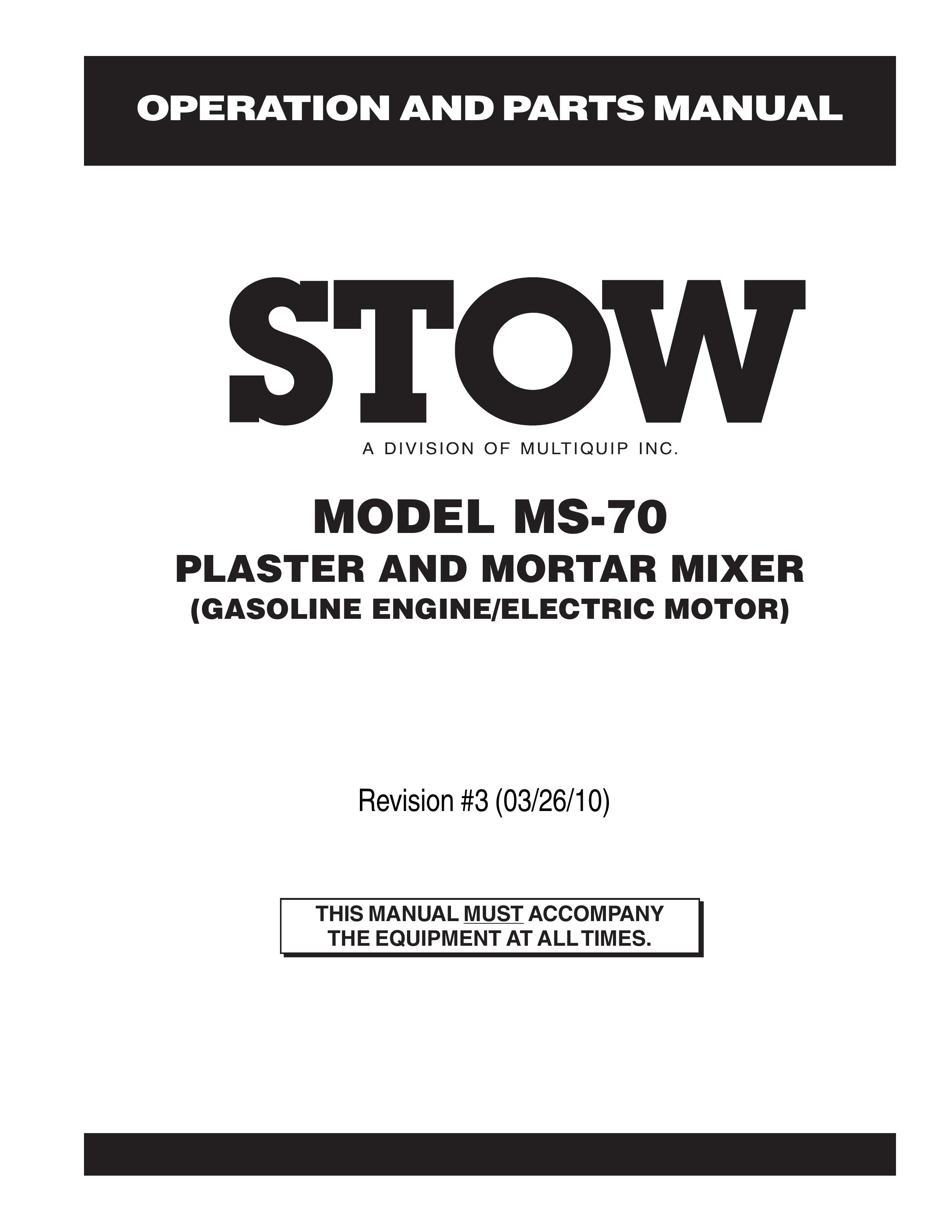 Stow MS-70 Music Mixer User Manual
