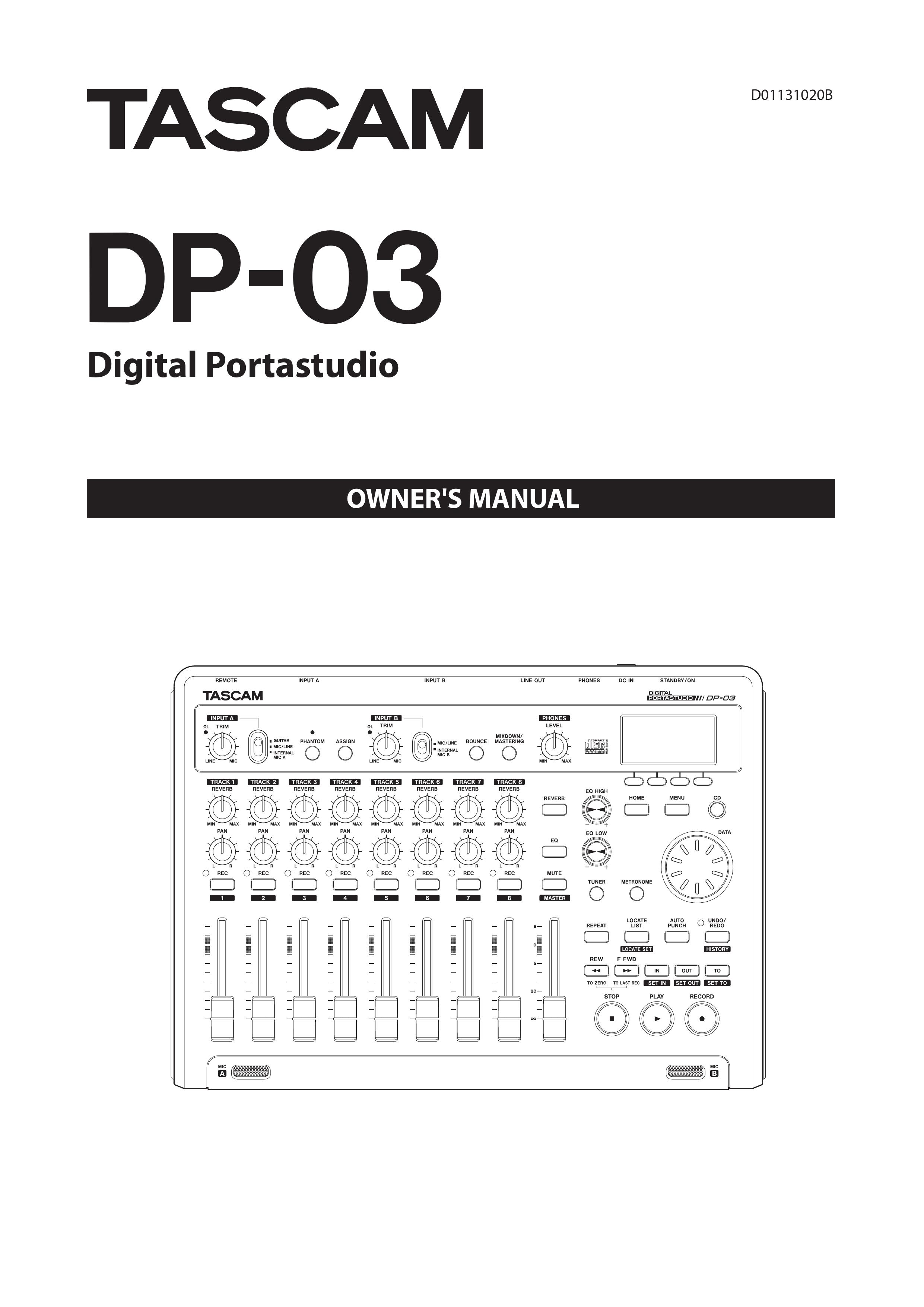 Tascam dp 03 Music Mixer User Manual