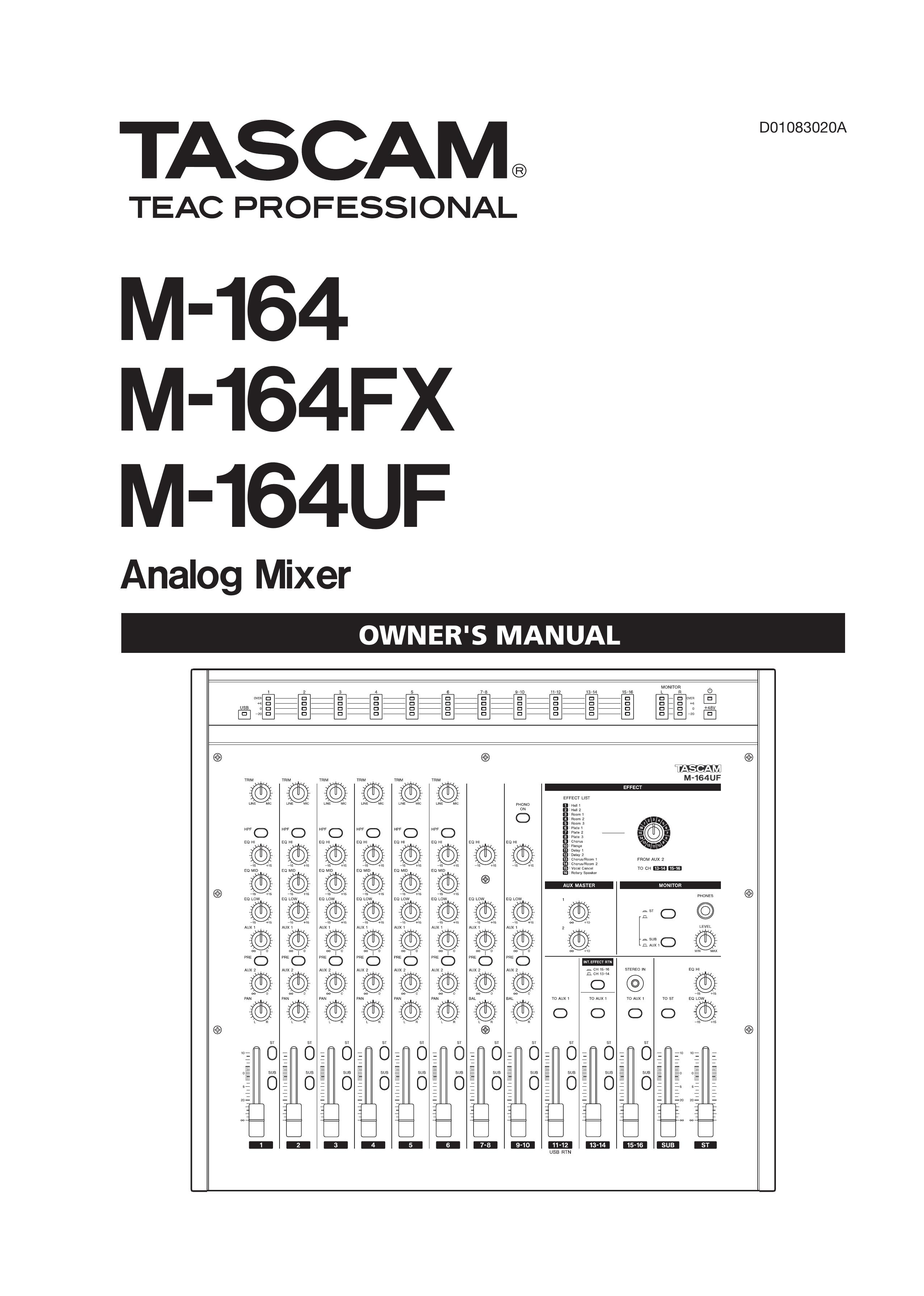 Tascam M-164 Music Mixer User Manual