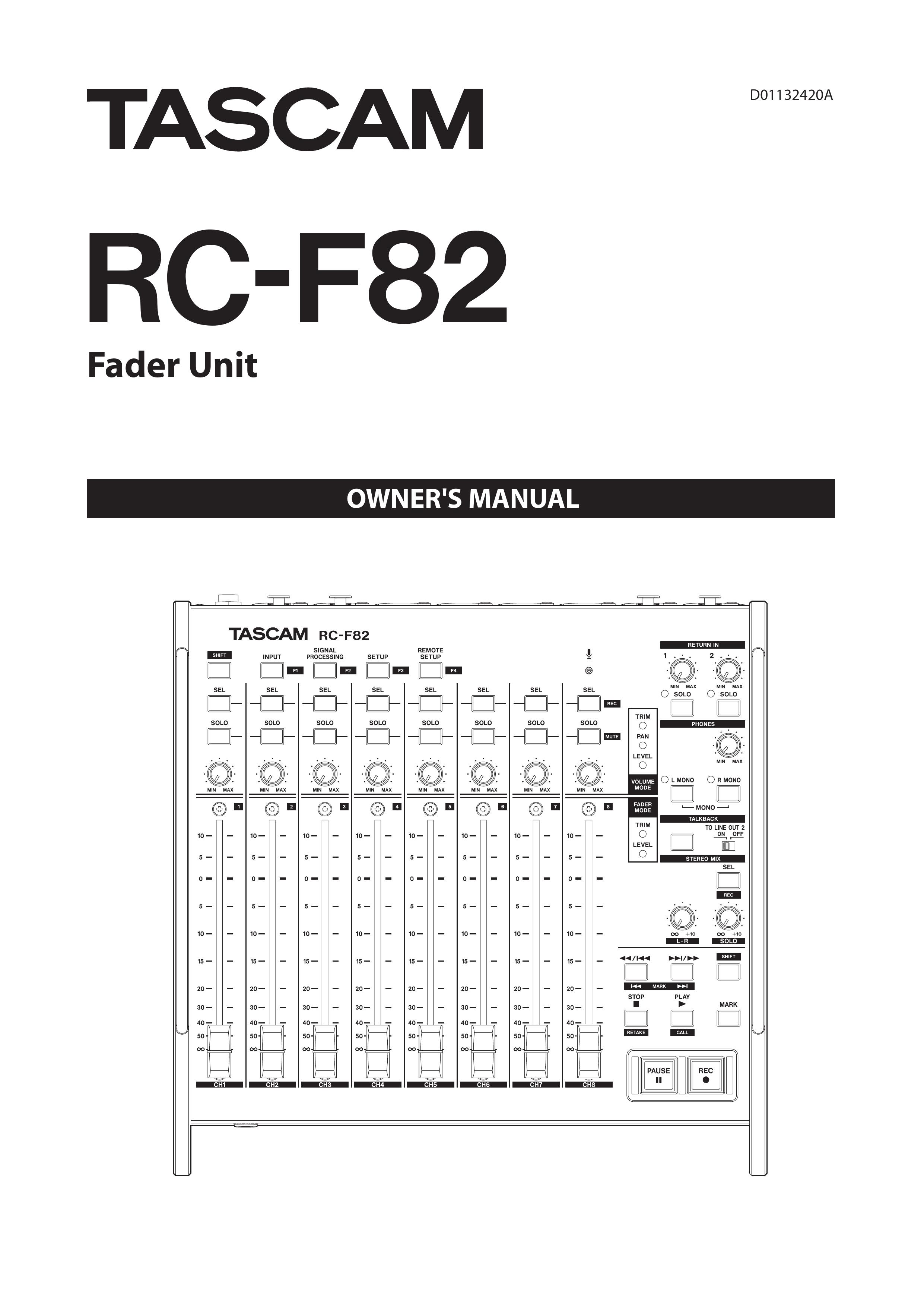Tascam RC-F82 Music Mixer User Manual