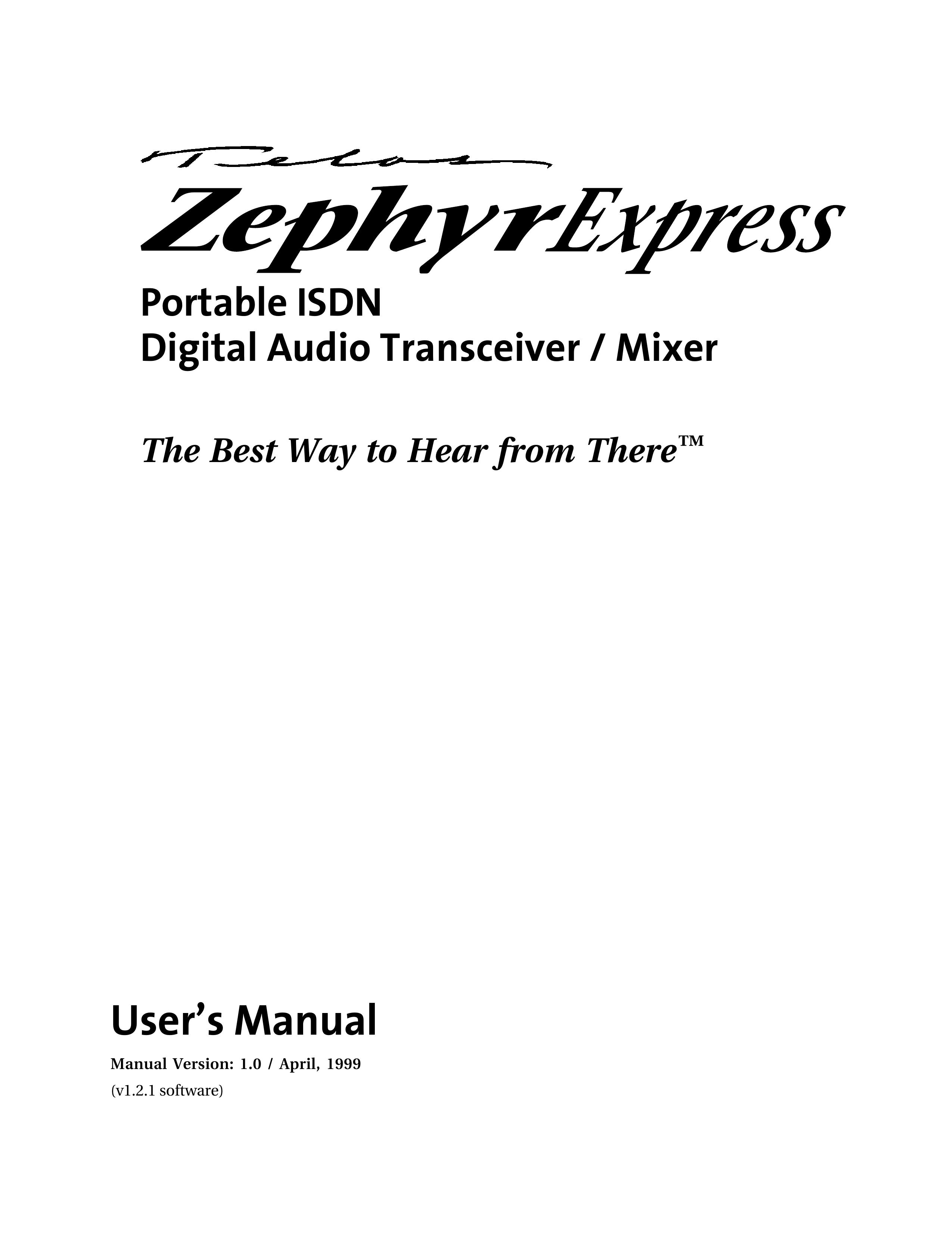 Telos ZephyrExpress Music Mixer User Manual