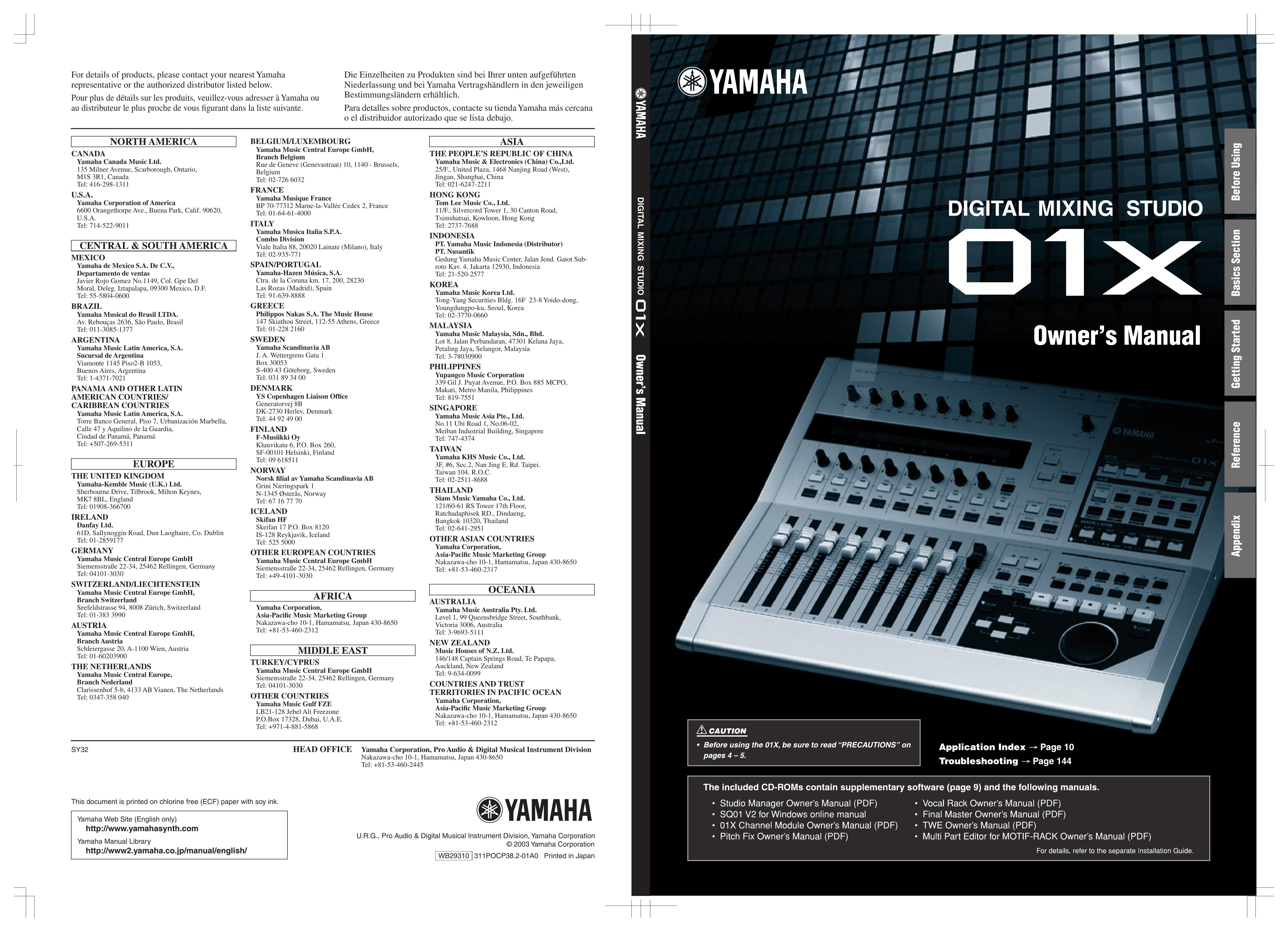 Yamaha 01X Music Mixer User Manual