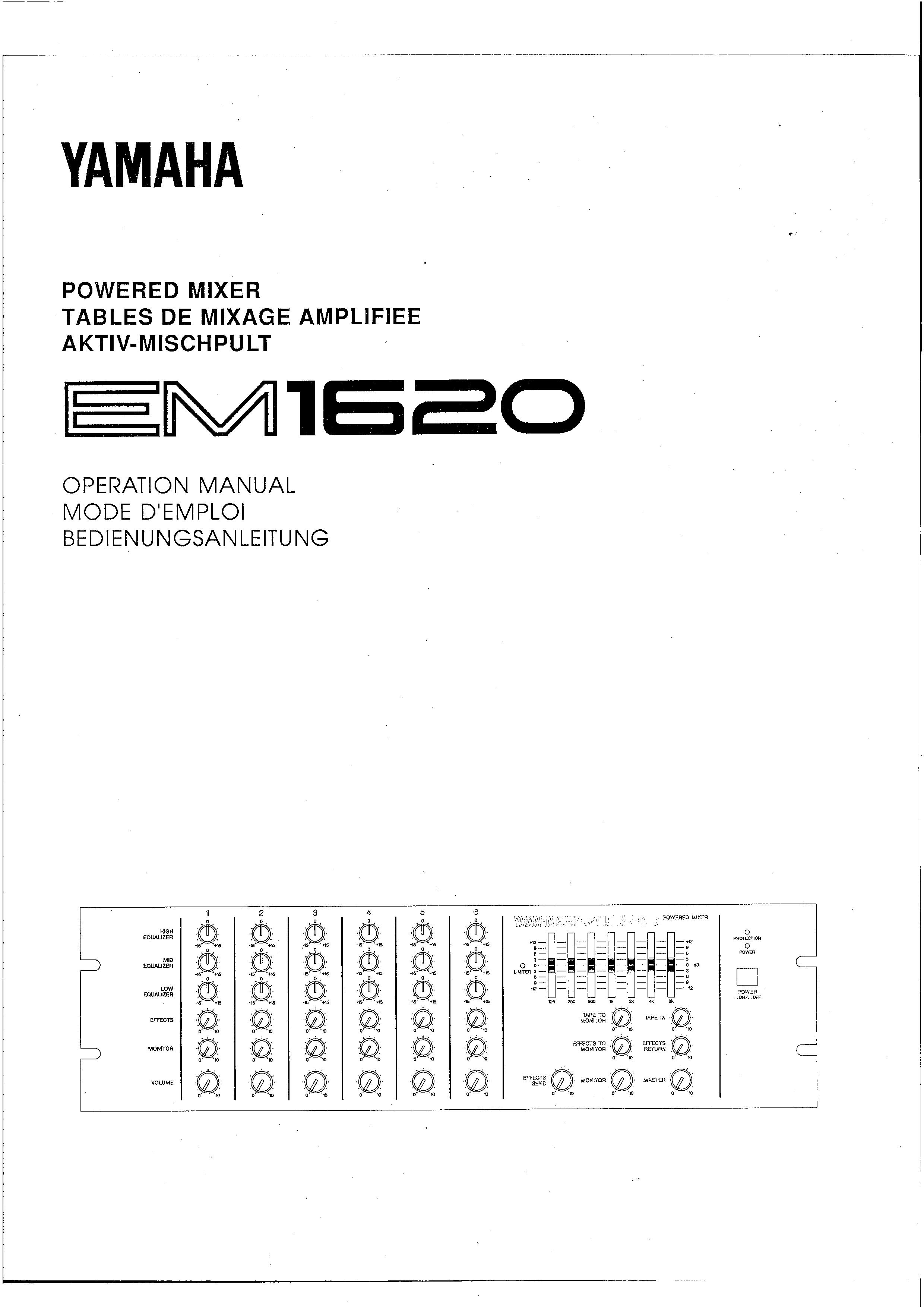 Yamaha EM1620 Music Mixer User Manual
