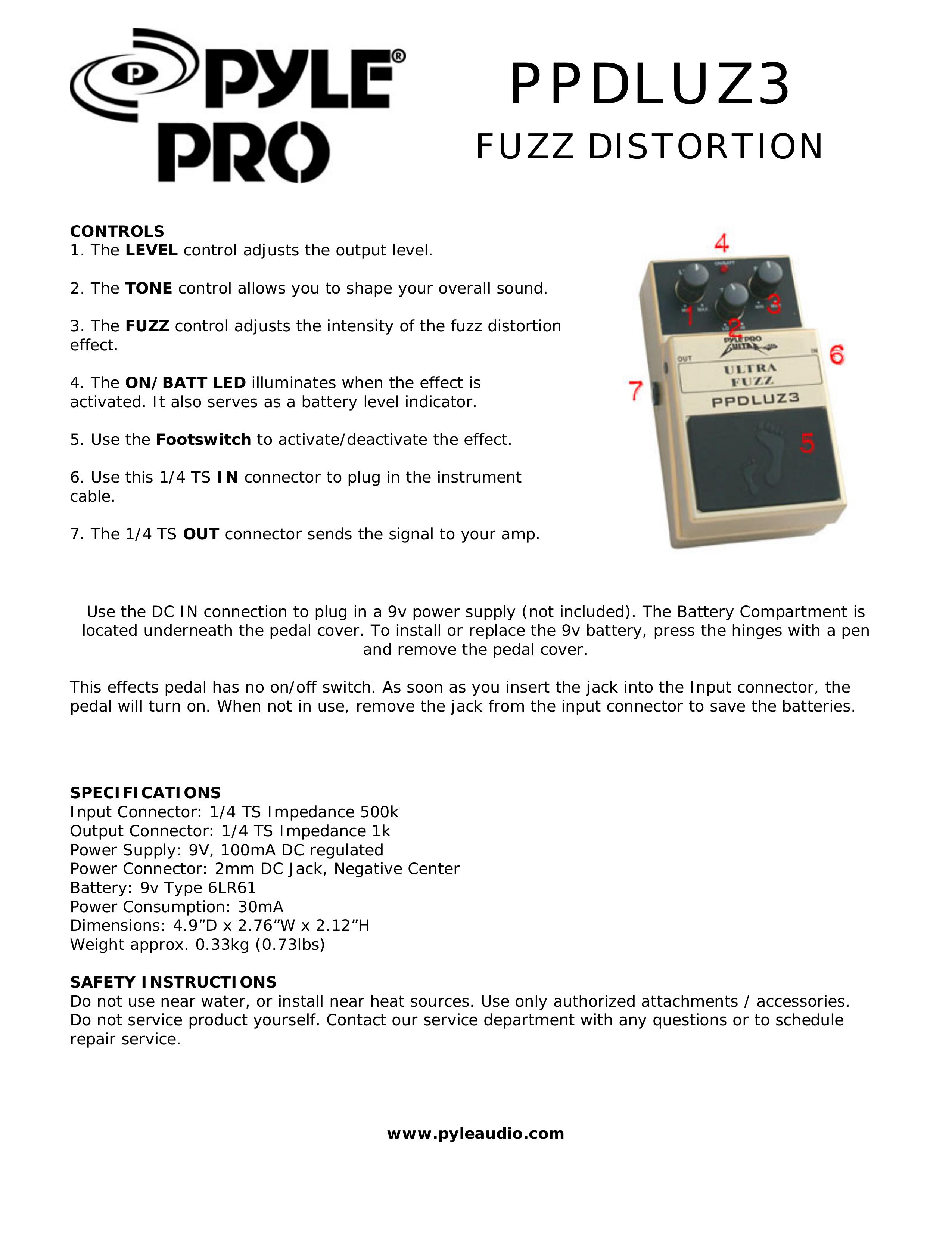 PYLE Audio PPDLUZ3 Music Pedal User Manual