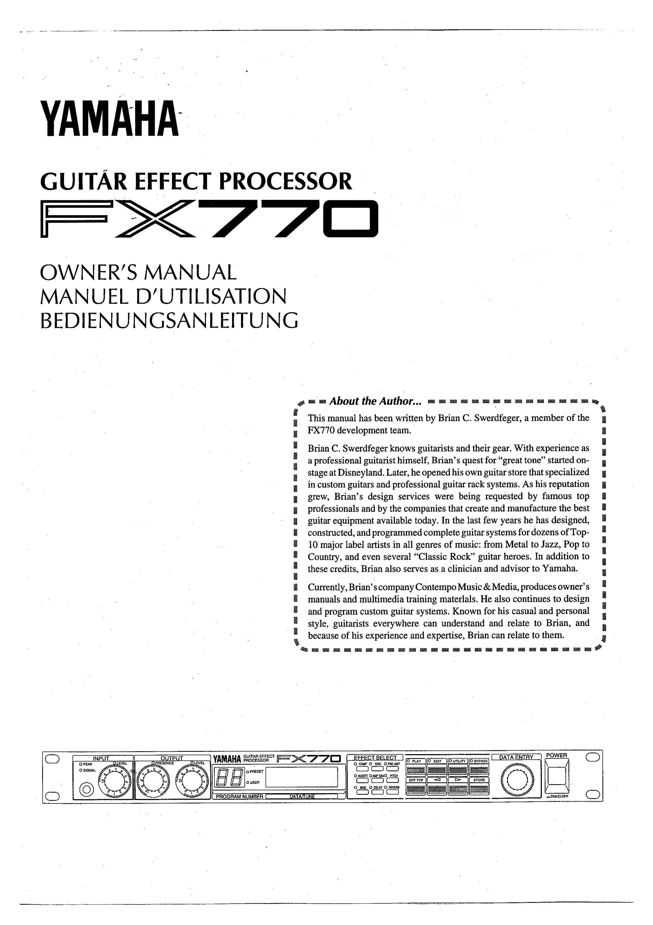 Yamaha FX770 Music Pedal User Manual