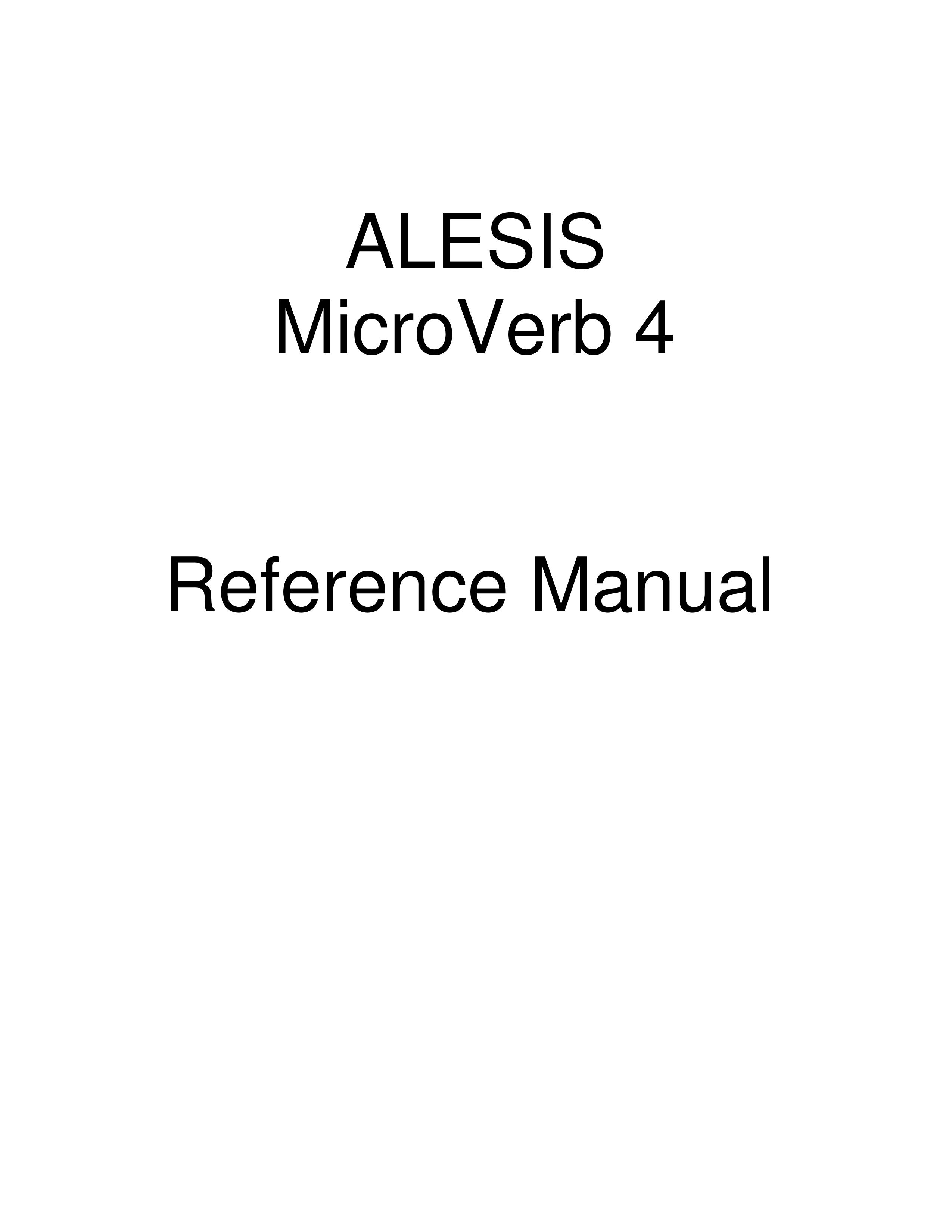 Alesis MICROVERB 4 Musical Instrument User Manual