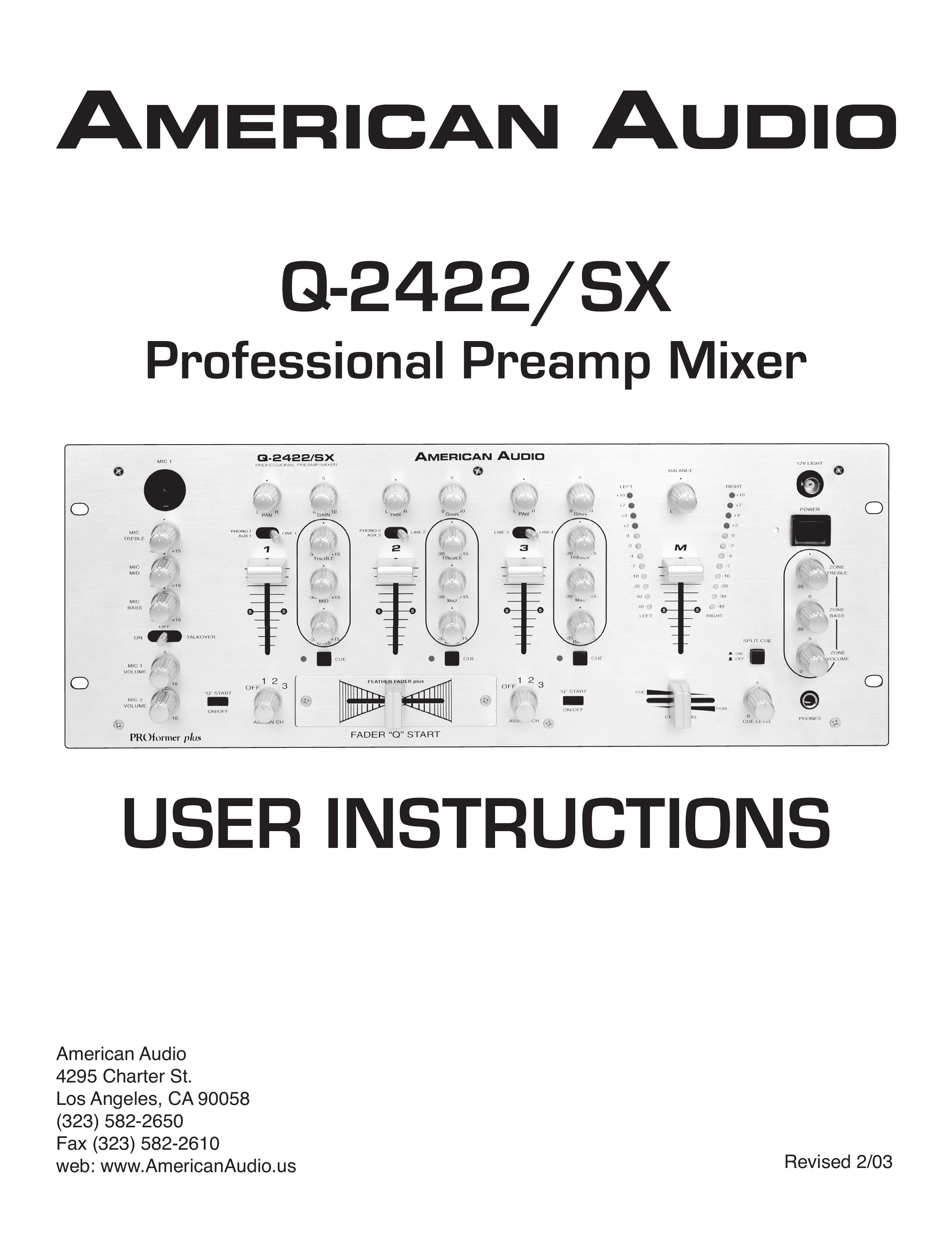 American Audio Q-2422/SX Musical Instrument User Manual