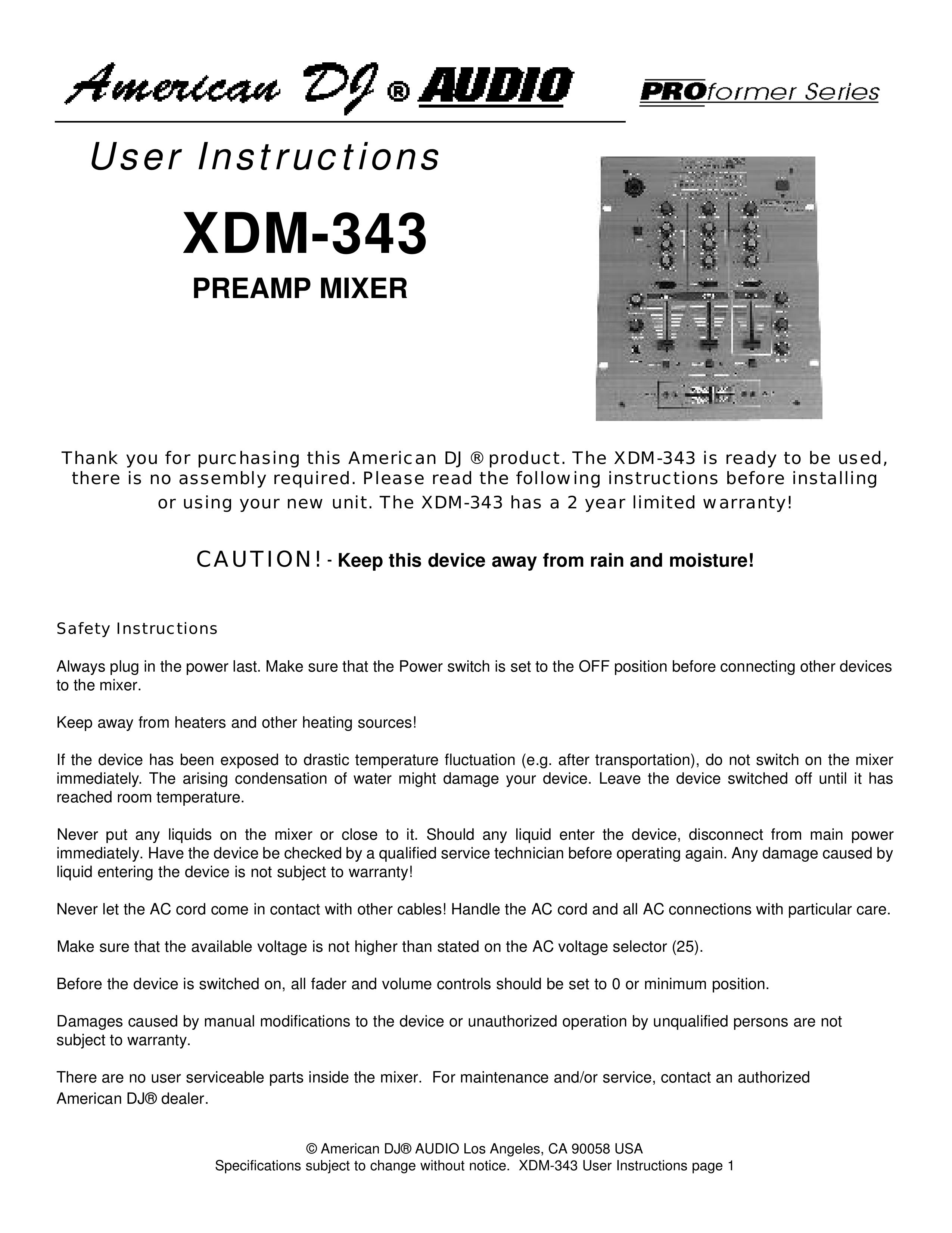 American Audio XDM343 Musical Instrument User Manual