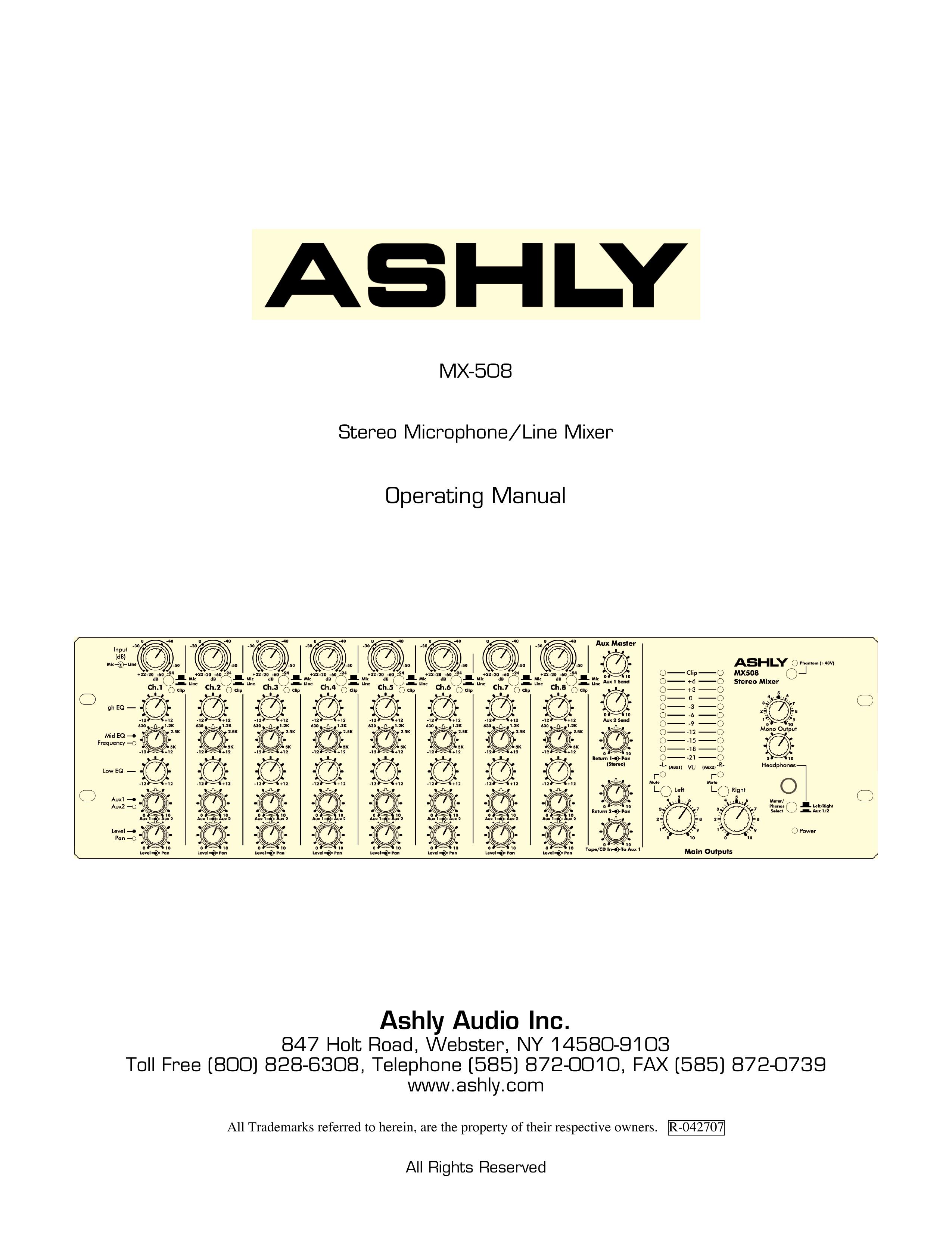 Ashly MX-508 Musical Instrument User Manual