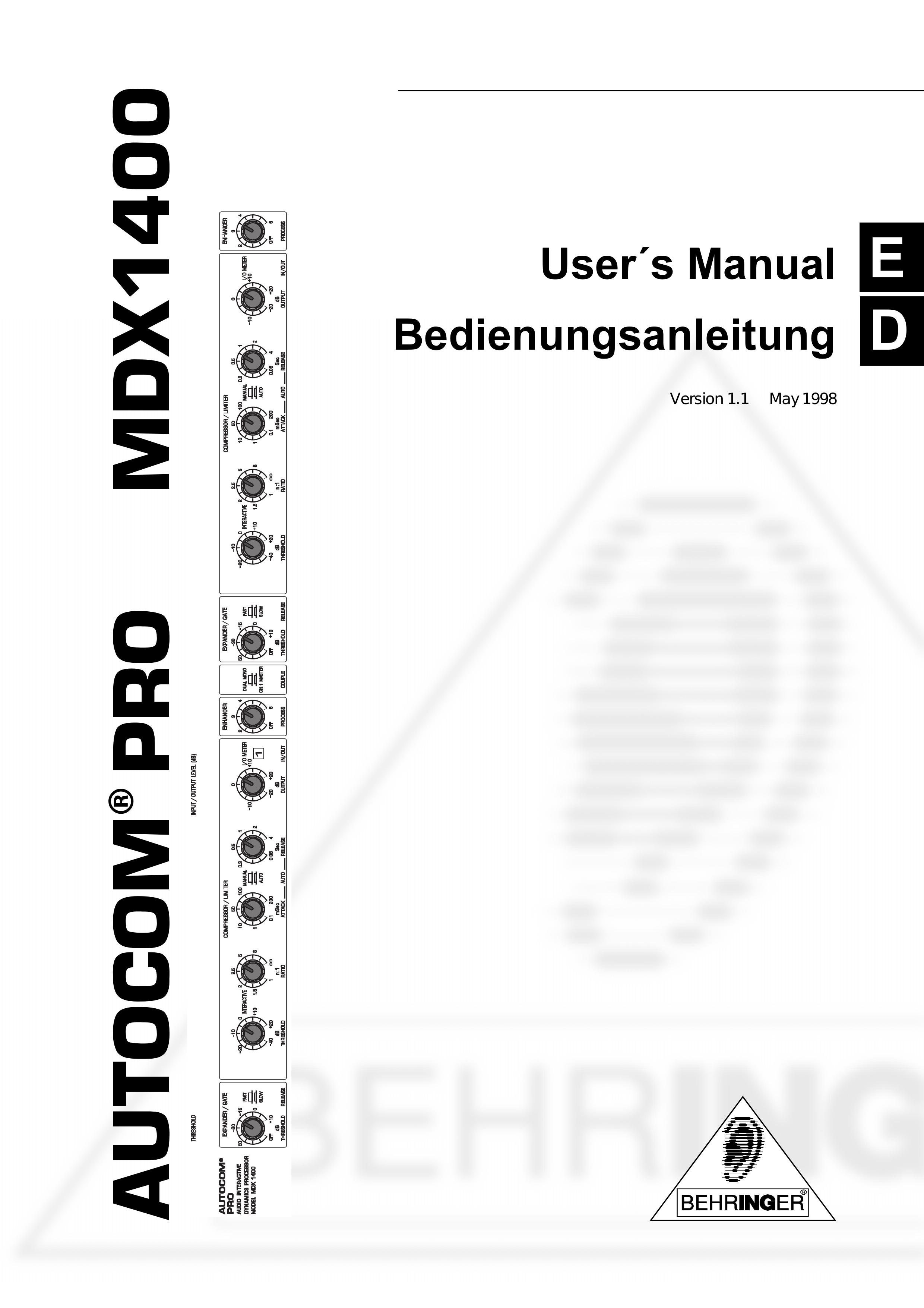Behringer MDX1400 Musical Instrument User Manual