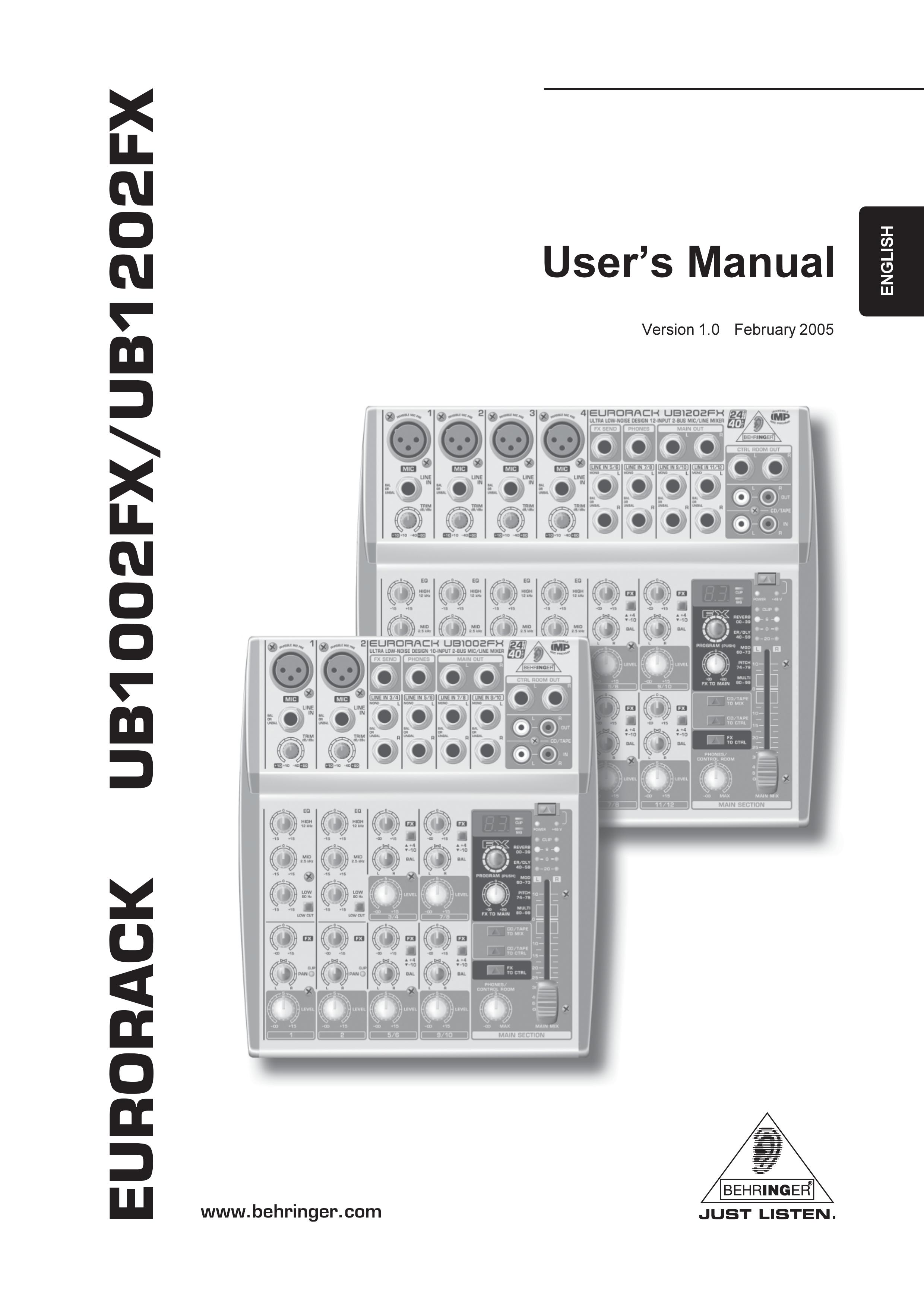 Behringer UB1002FX Musical Instrument User Manual