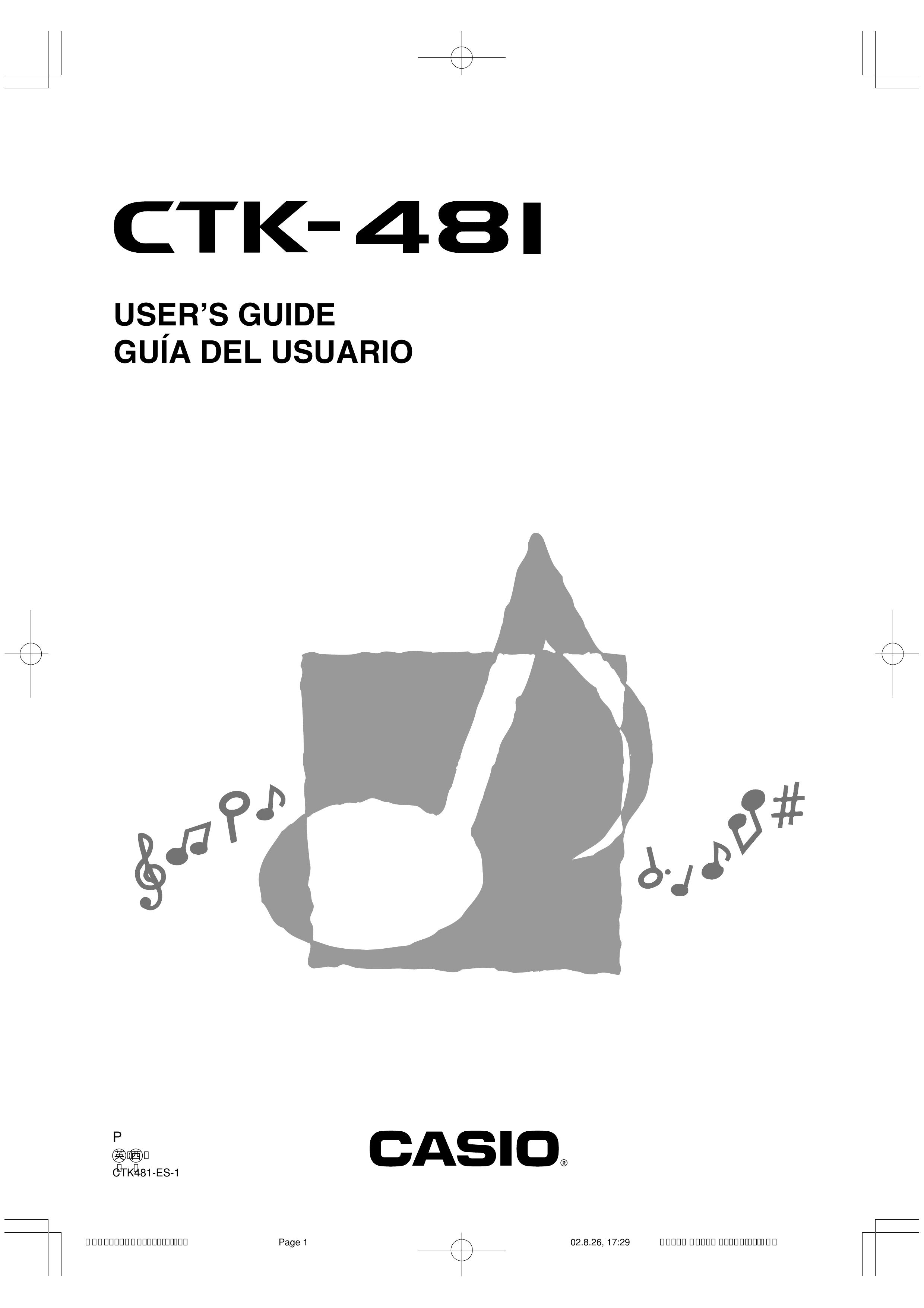 Casio CTK481 Musical Instrument User Manual