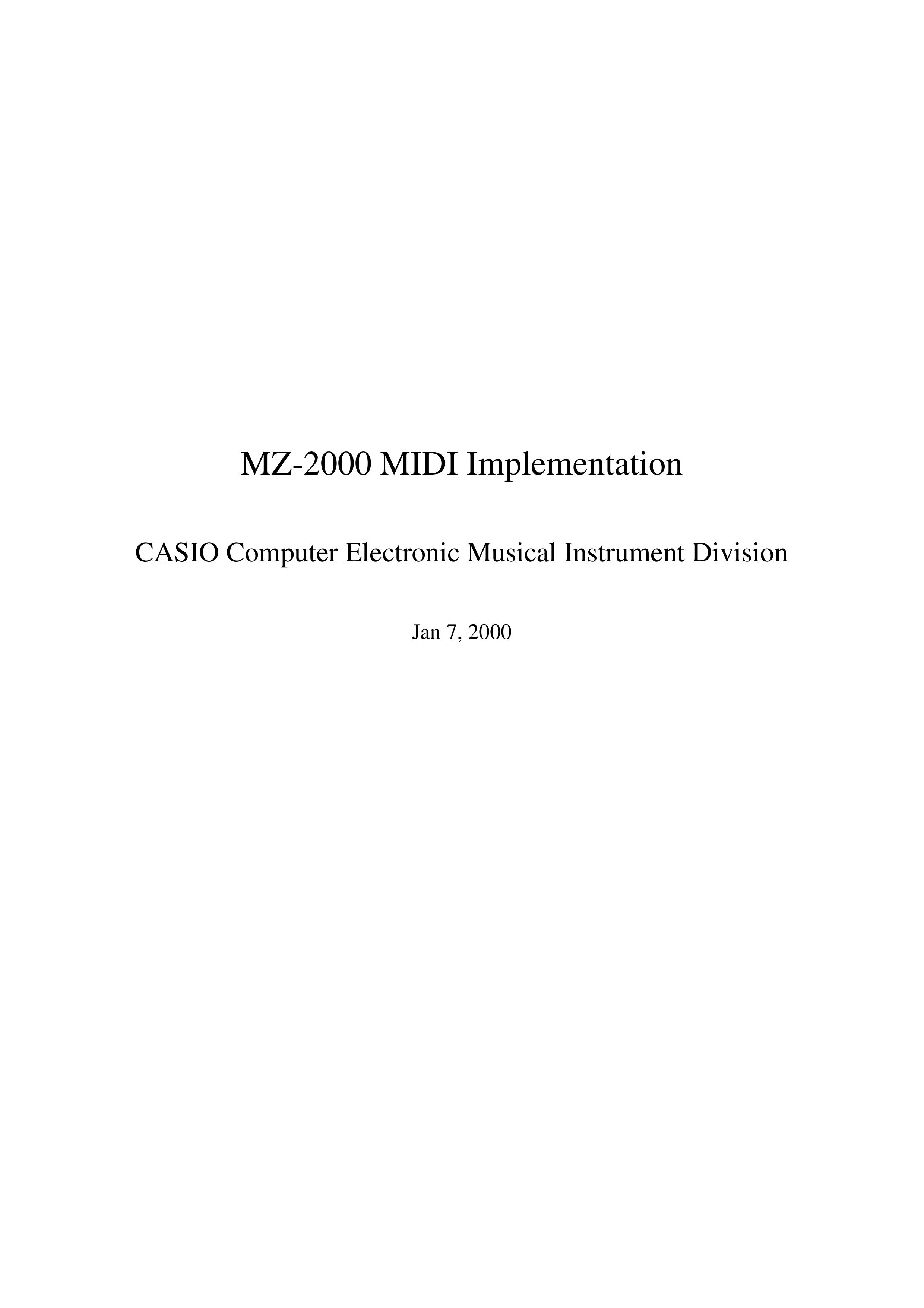 Casio MZ-2000 Musical Instrument User Manual