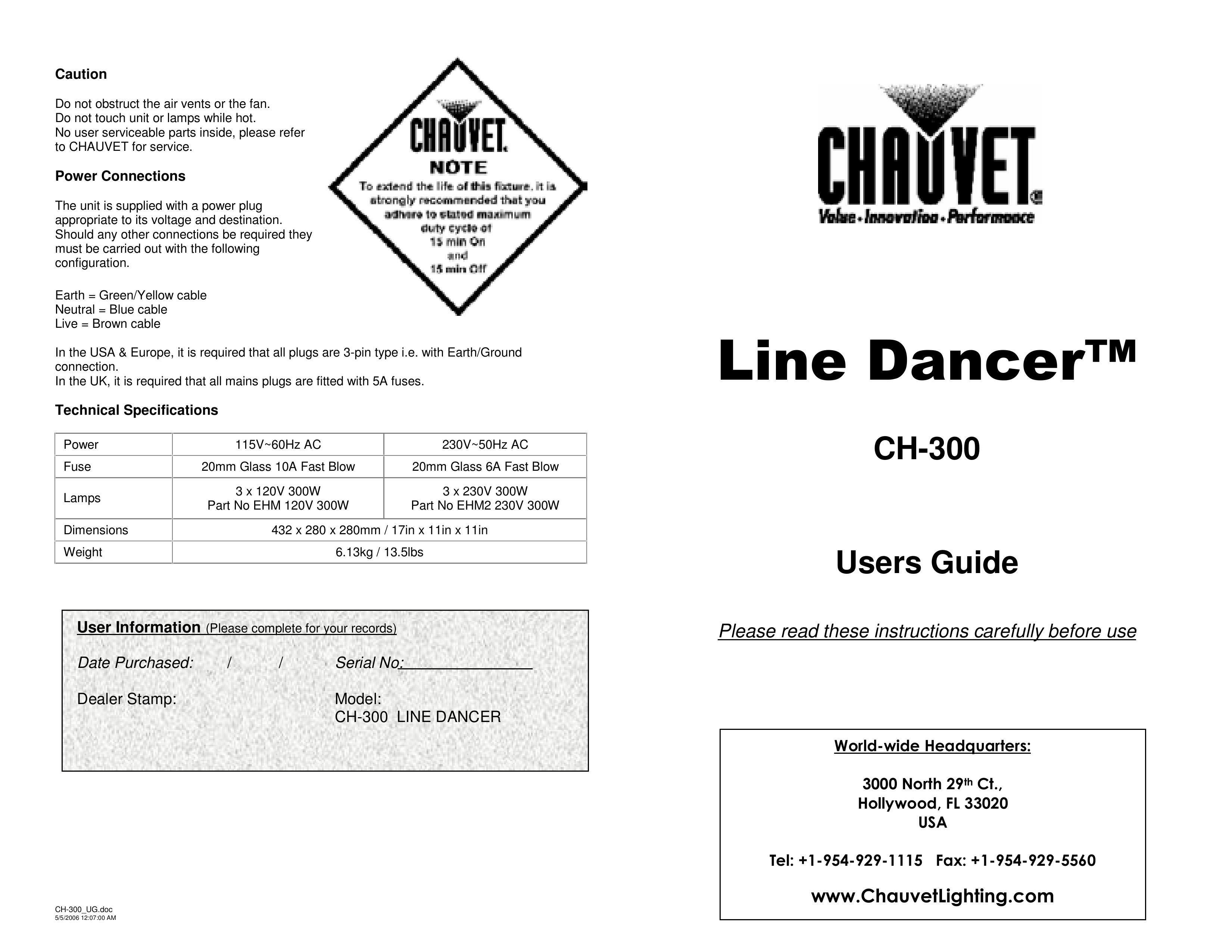 Chauvet Ch 300 Musical Instrument User Manual