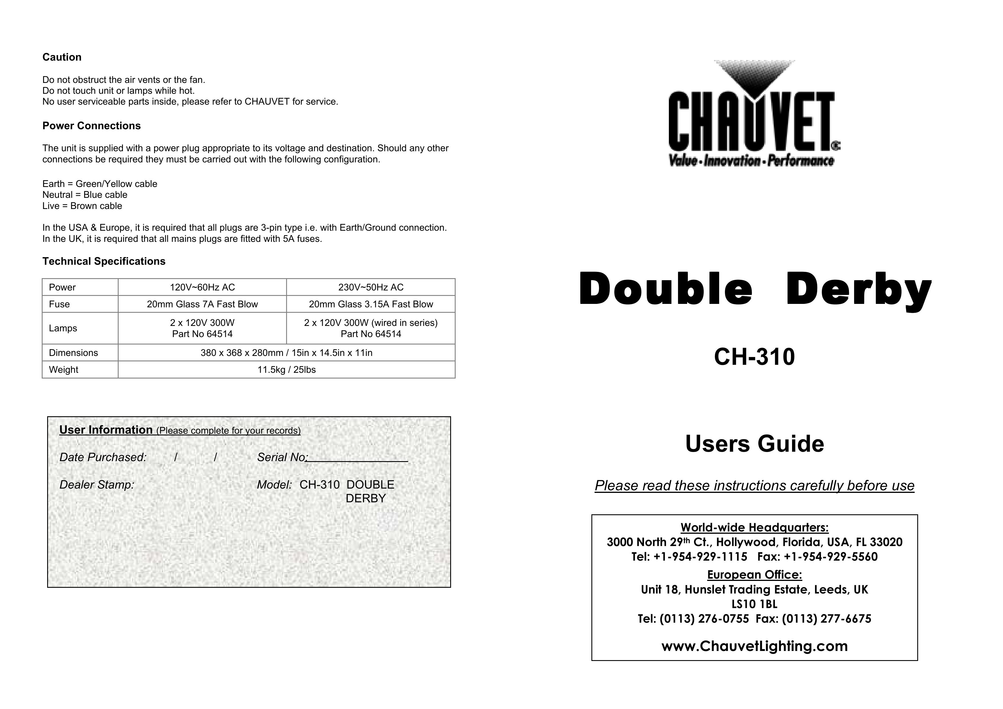 Chauvet Ch-310 Musical Instrument User Manual