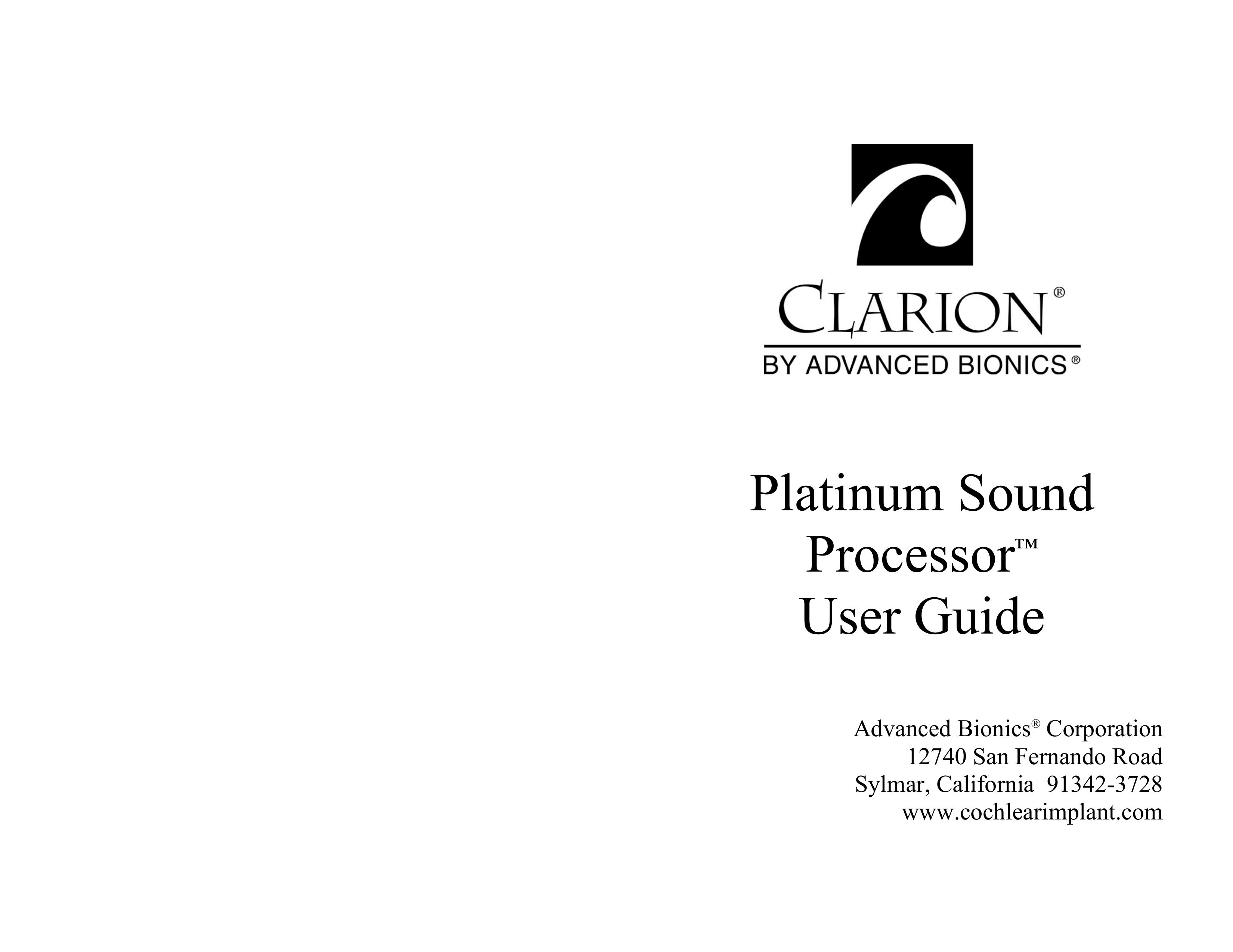 Clarion Platinum Sound Processor Musical Instrument User Manual