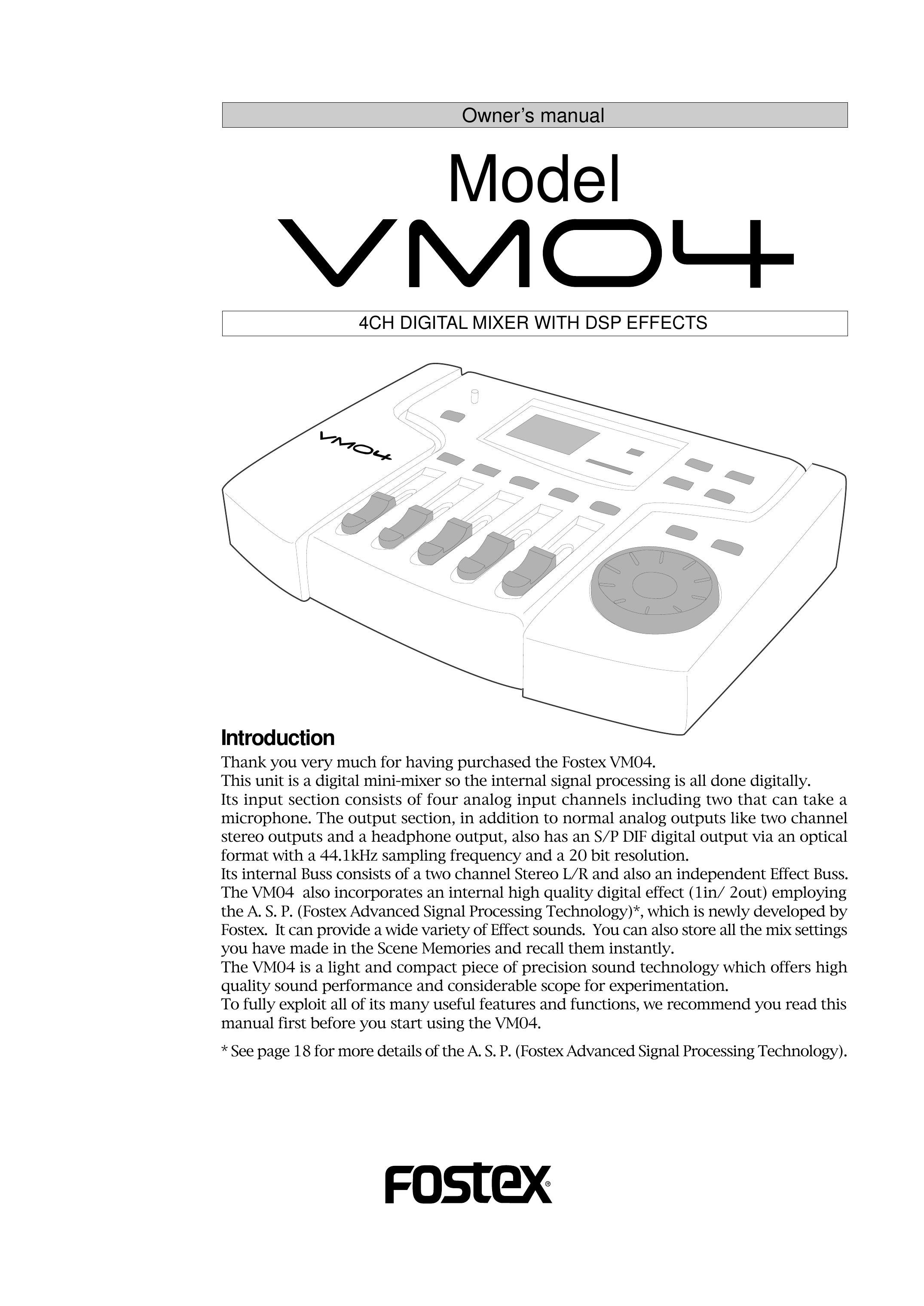Fostex VM04 Musical Instrument User Manual