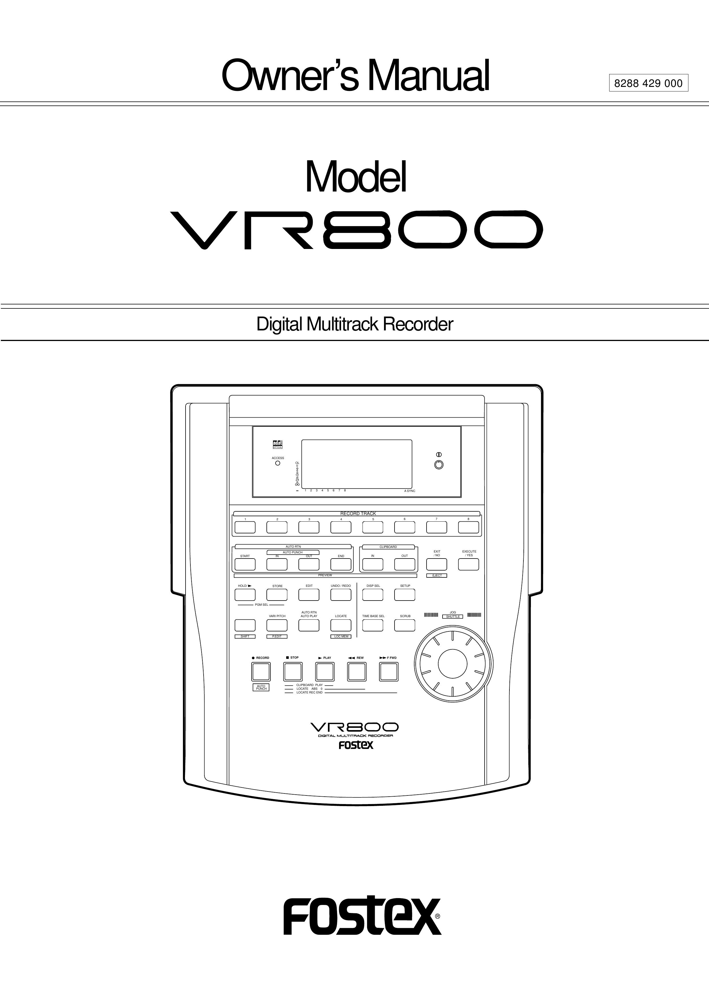 Fostex VR800 Musical Instrument User Manual
