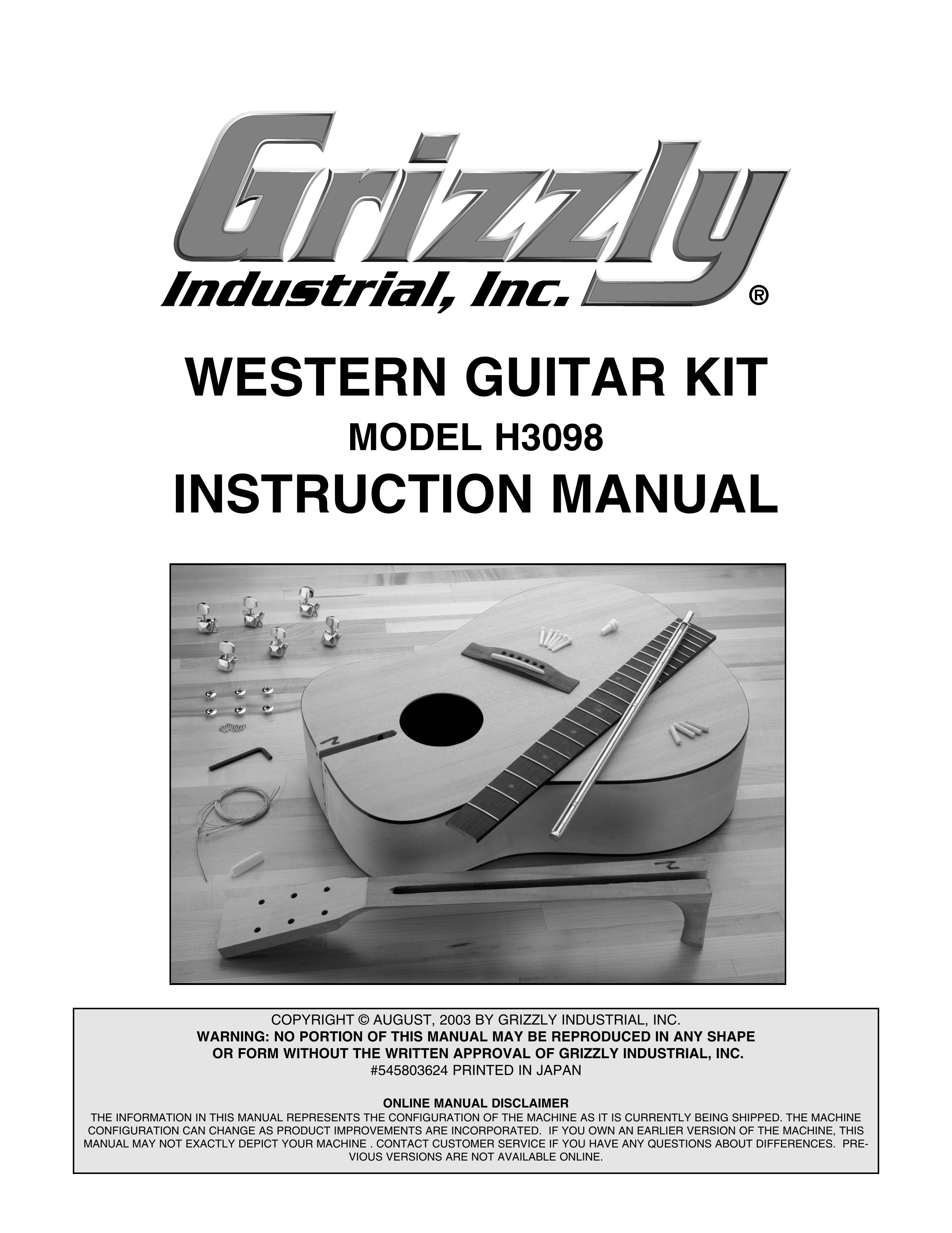 Grizzly H3098 Musical Instrument User Manual