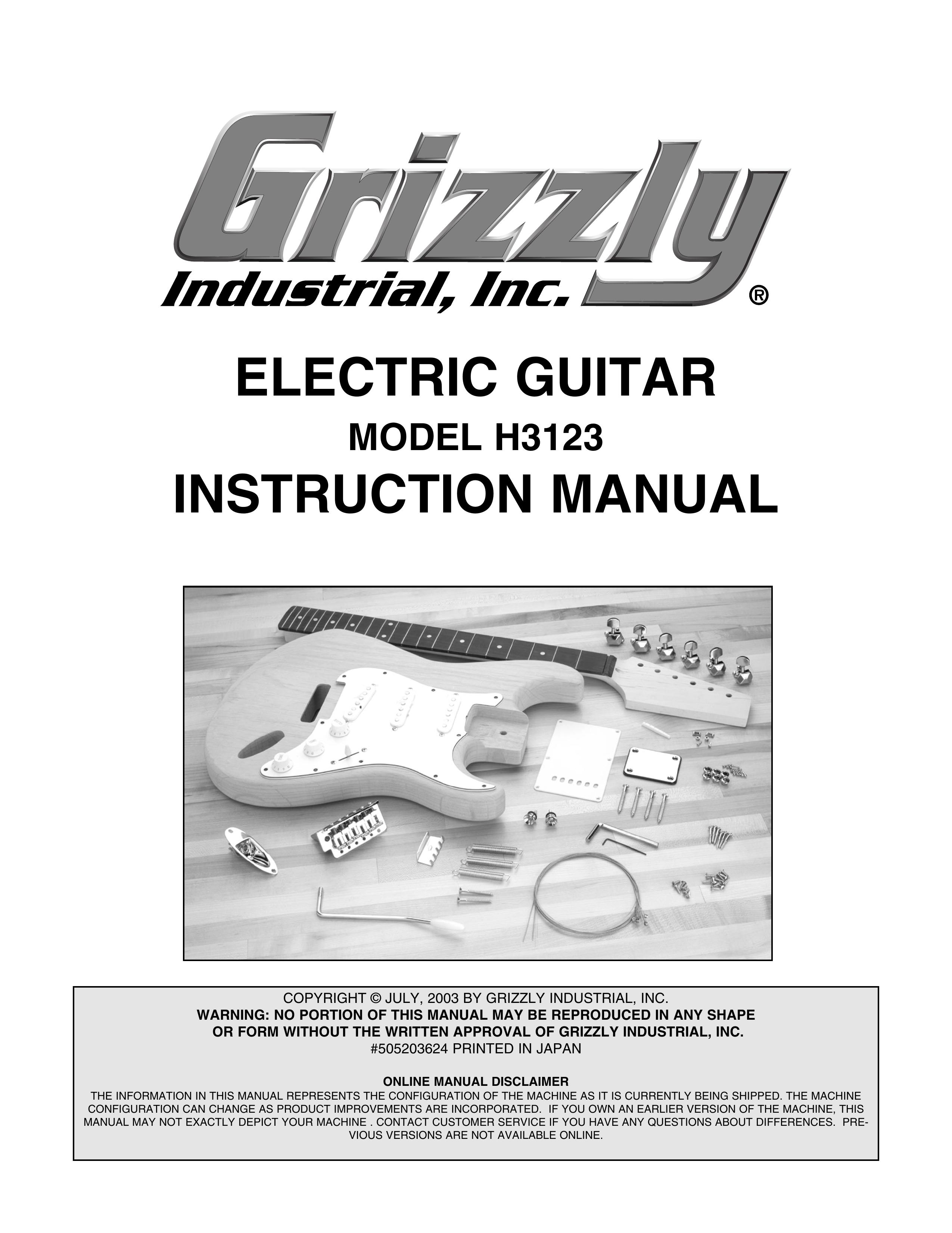 Grizzly H3123 Musical Instrument User Manual