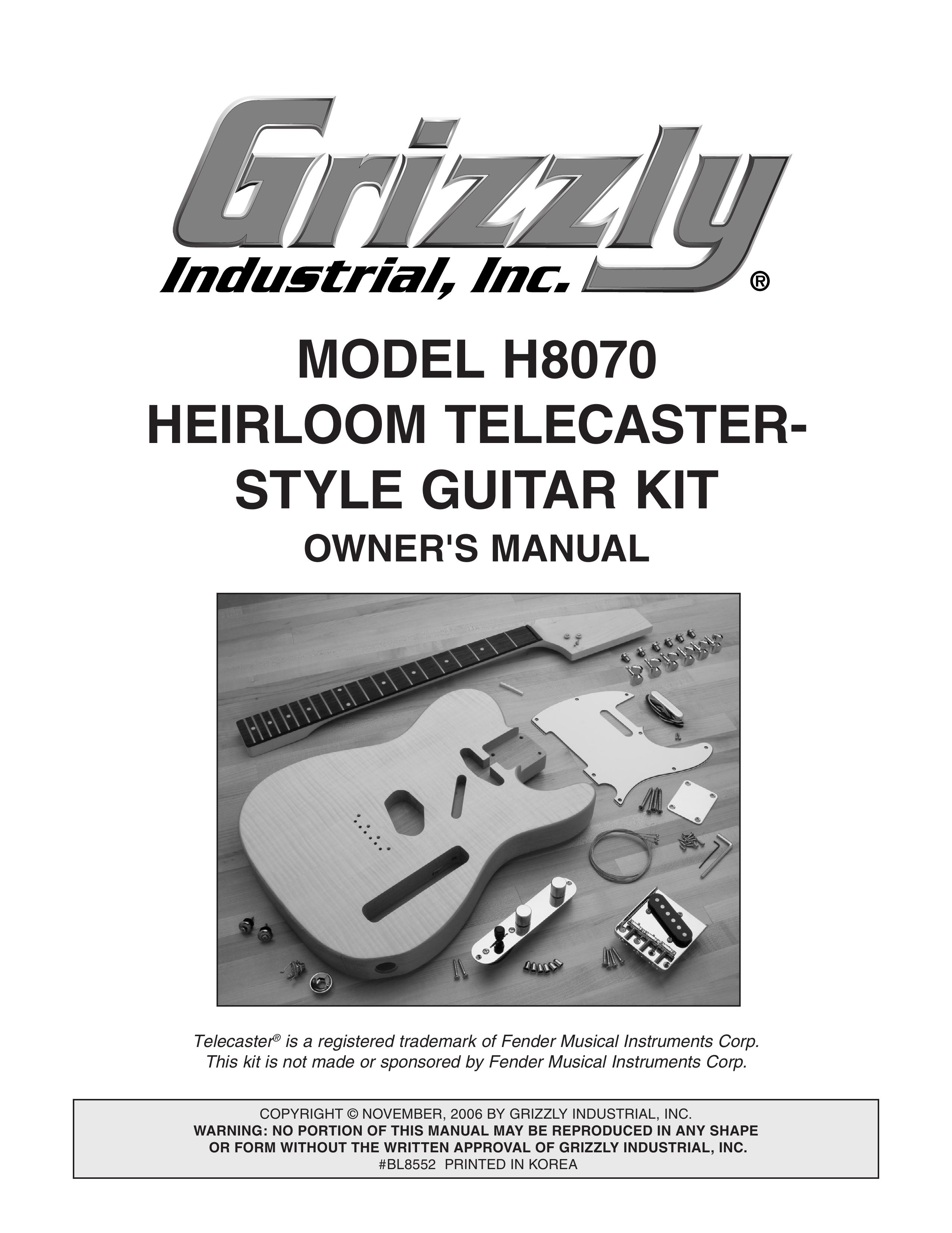 Grizzly H8070 Musical Instrument User Manual