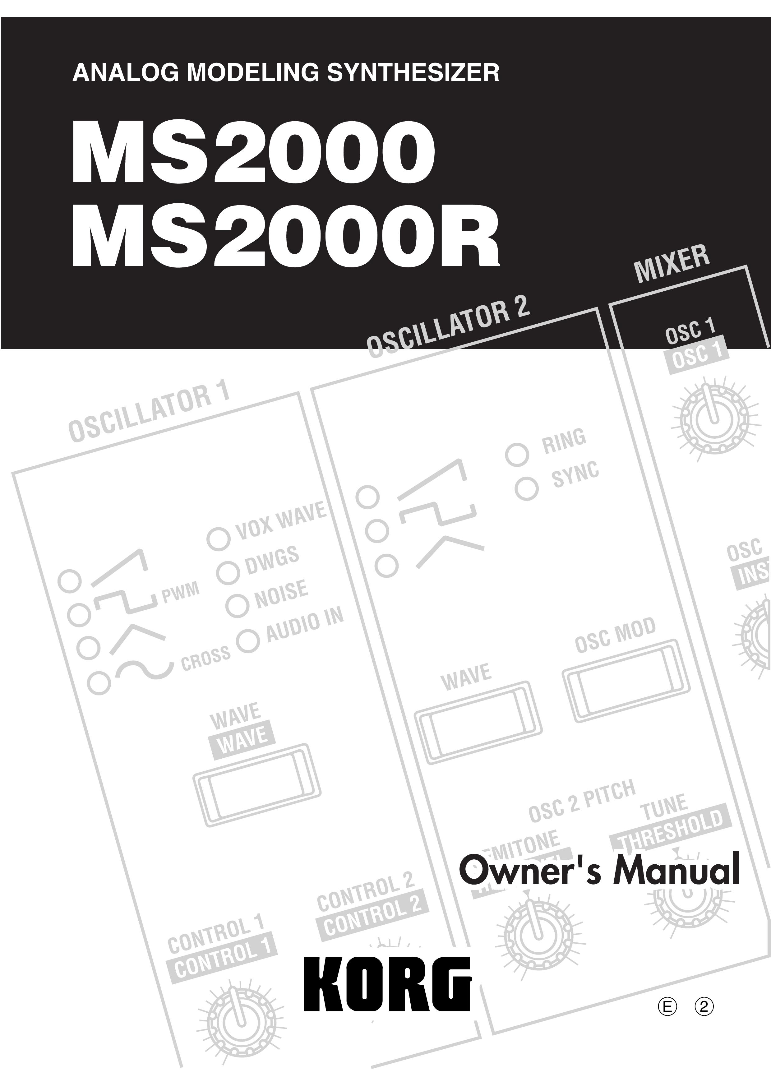 Korg MS2000 Musical Instrument User Manual