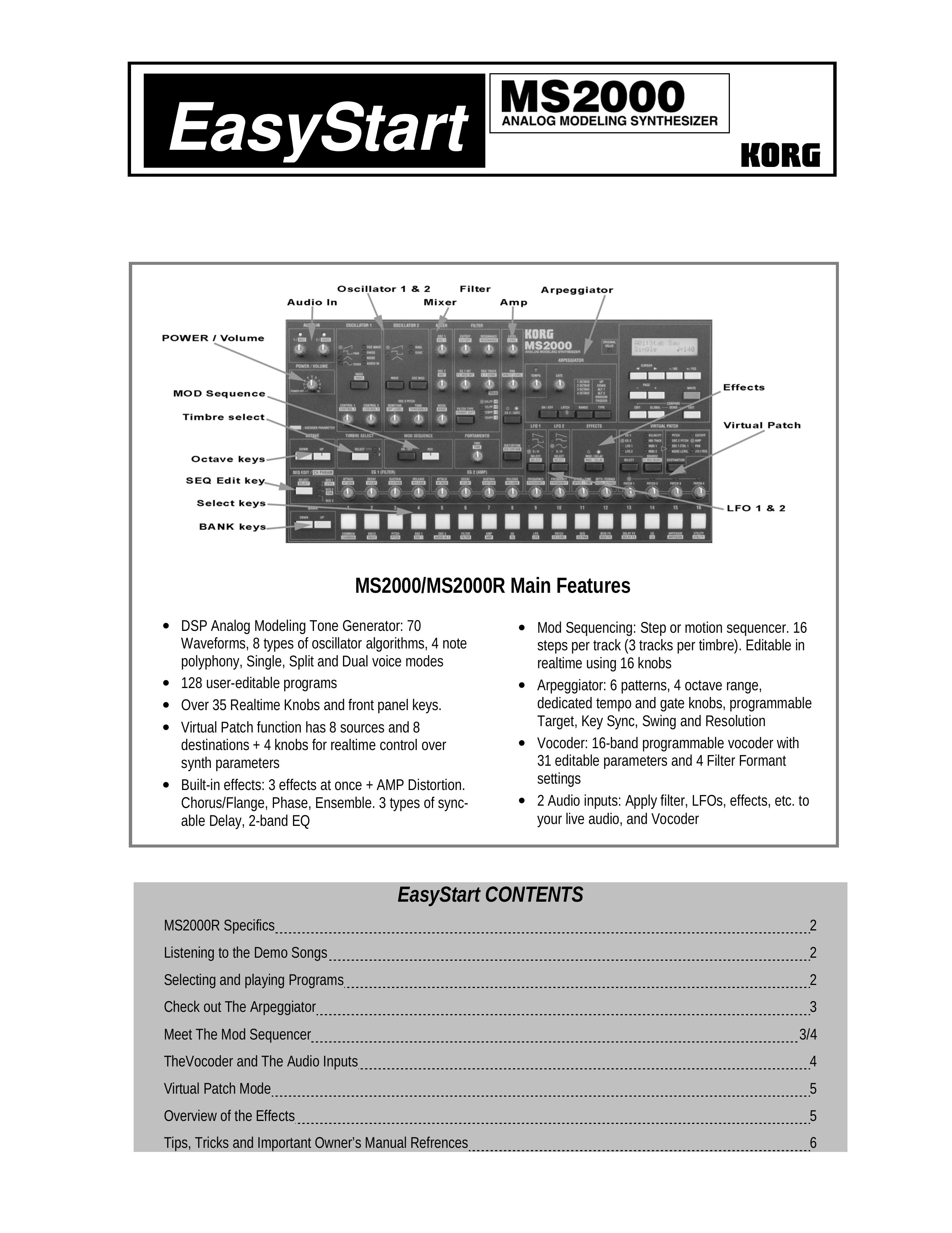 Korg MS2000R Musical Instrument User Manual