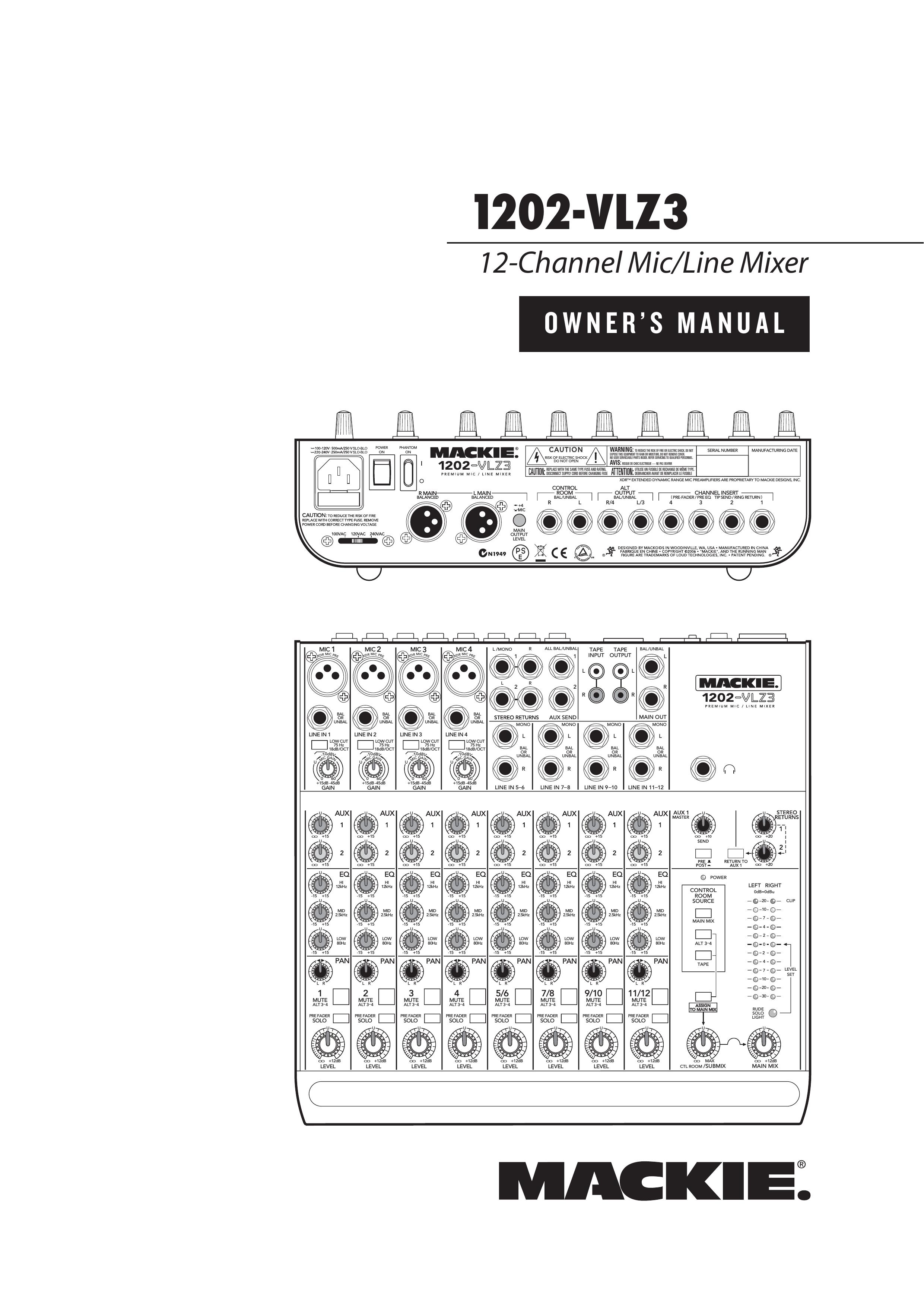 Mackie 1202-VLZ3 Musical Instrument User Manual