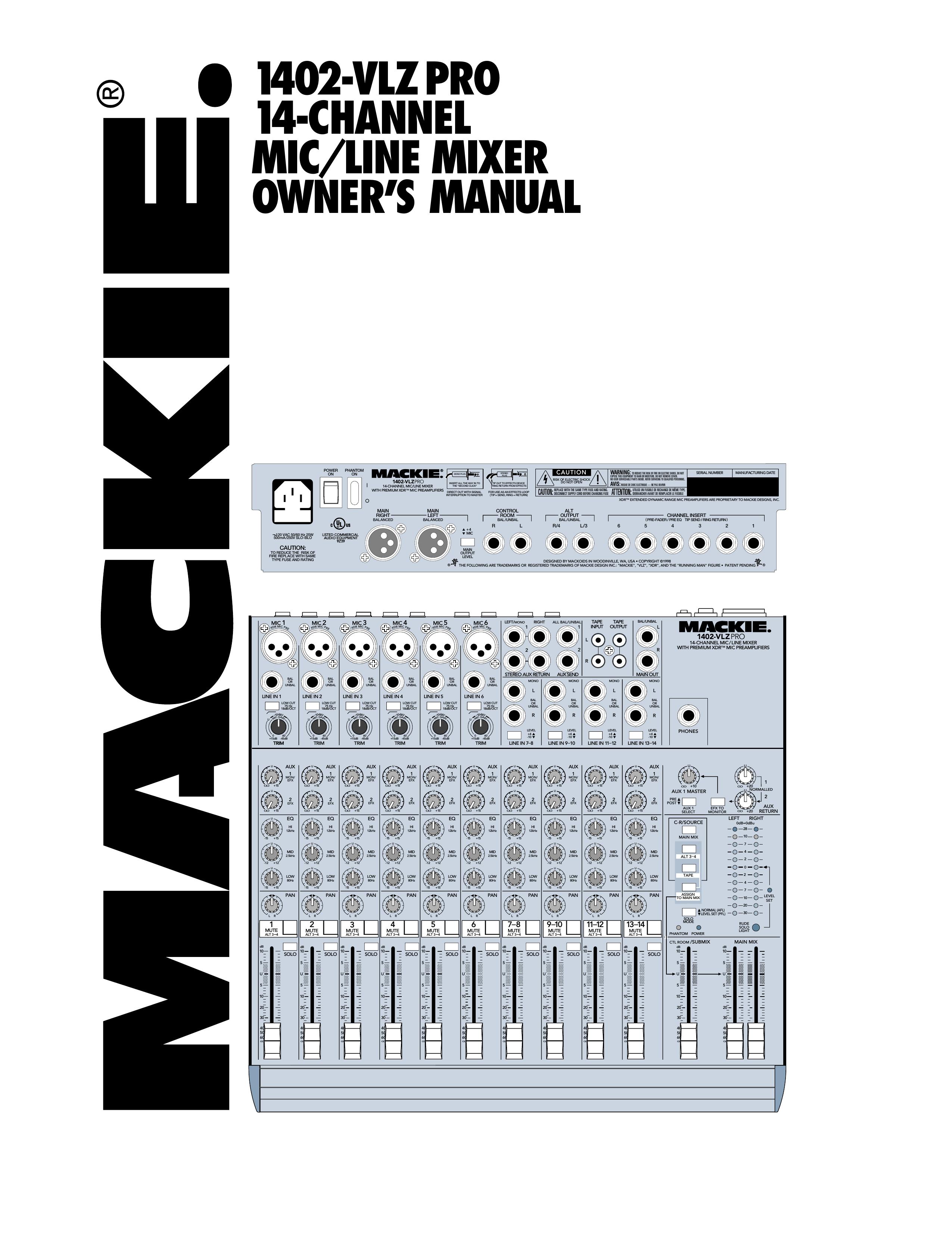 Mackie 1402-VLZPRO Musical Instrument User Manual