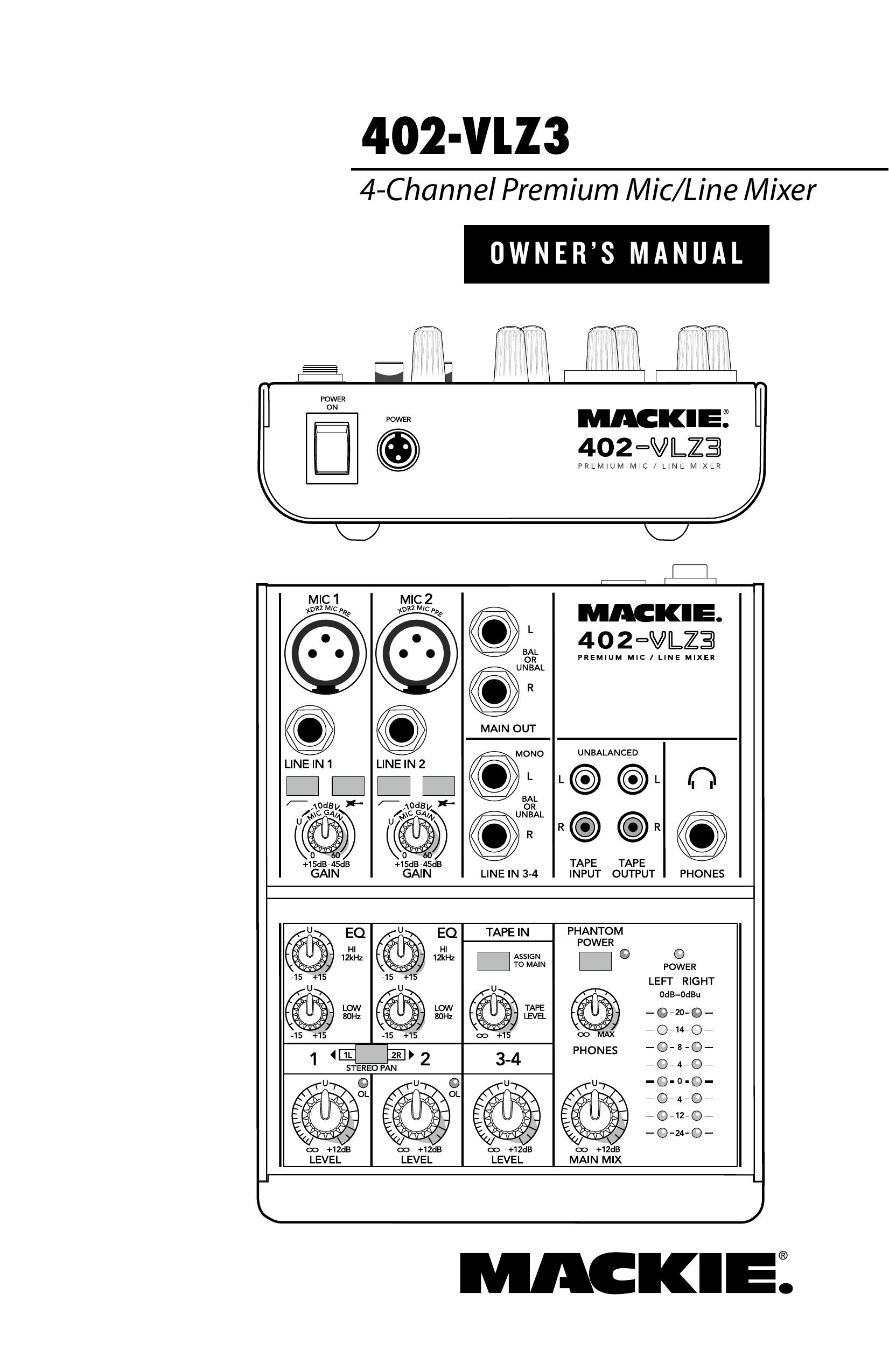 Mackie 402-VLZ3 Musical Instrument User Manual