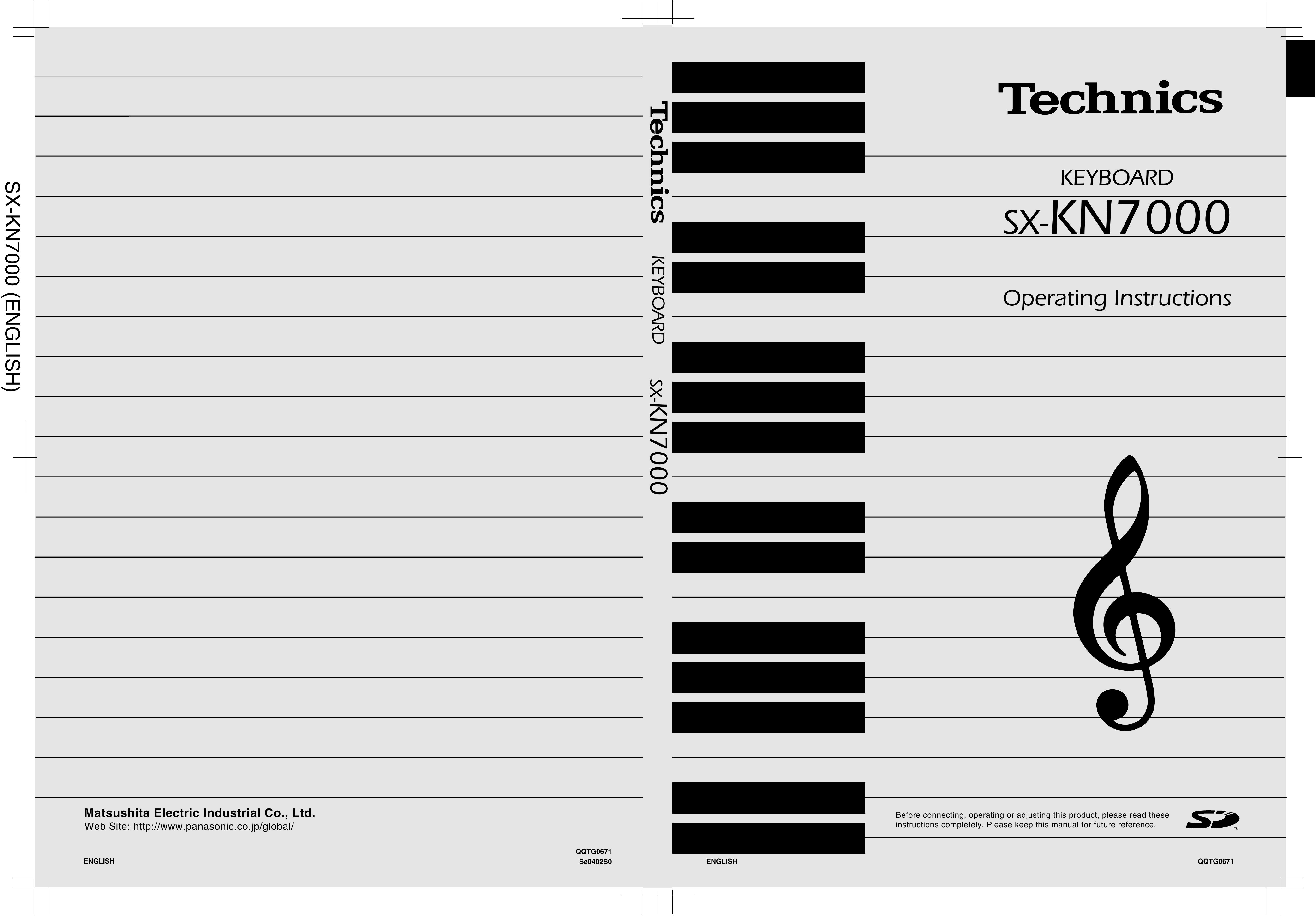 Panasonic SX-KN7000 Musical Instrument User Manual