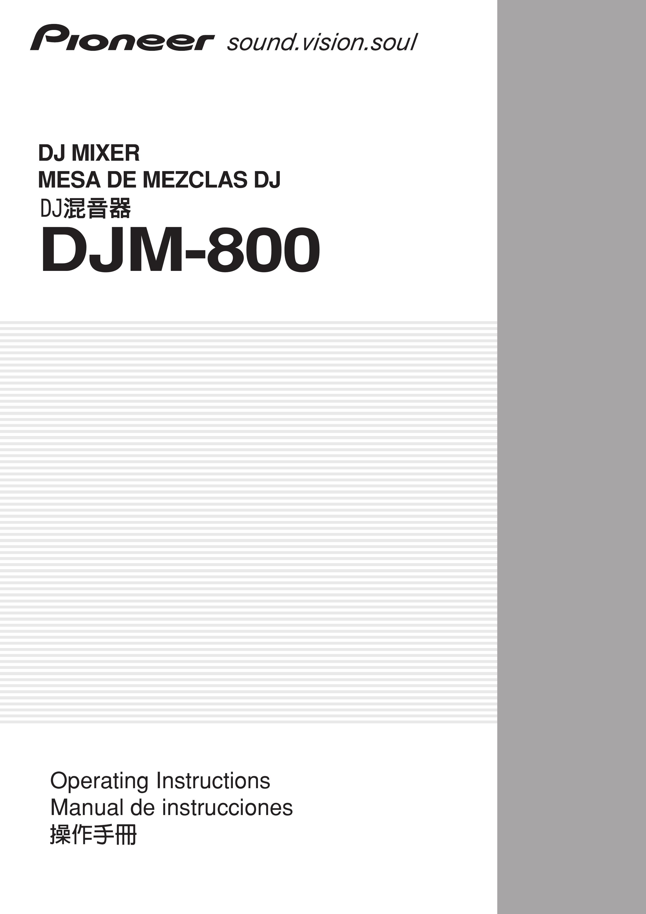 Pioneer DJM-800 Musical Instrument User Manual