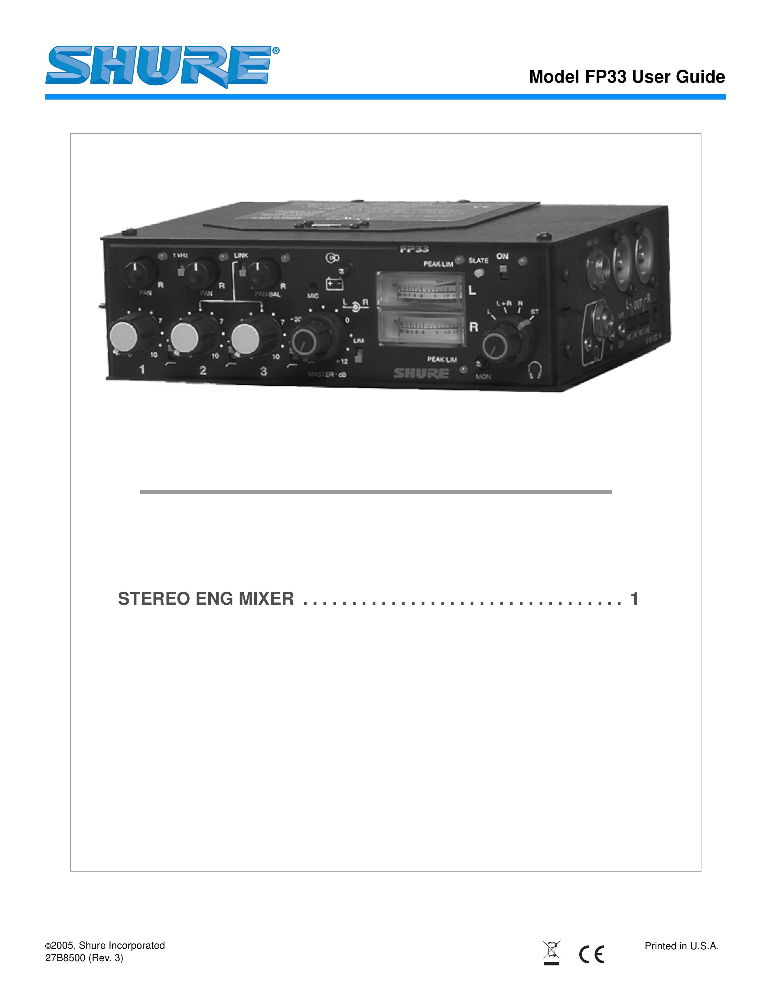 Shure FP33 Musical Instrument User Manual