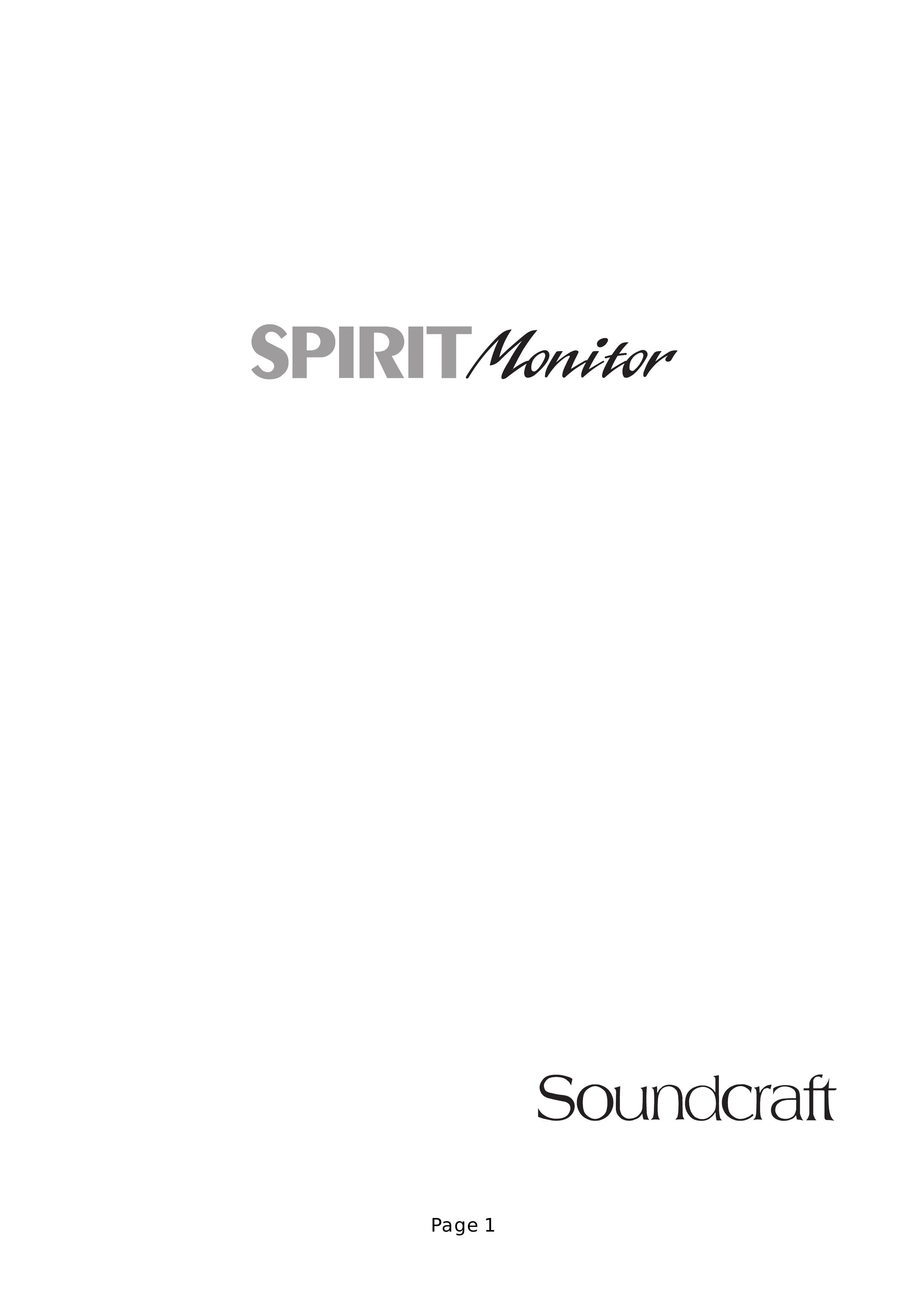 SoundCraft Spirit Monitor Musical Instrument User Manual