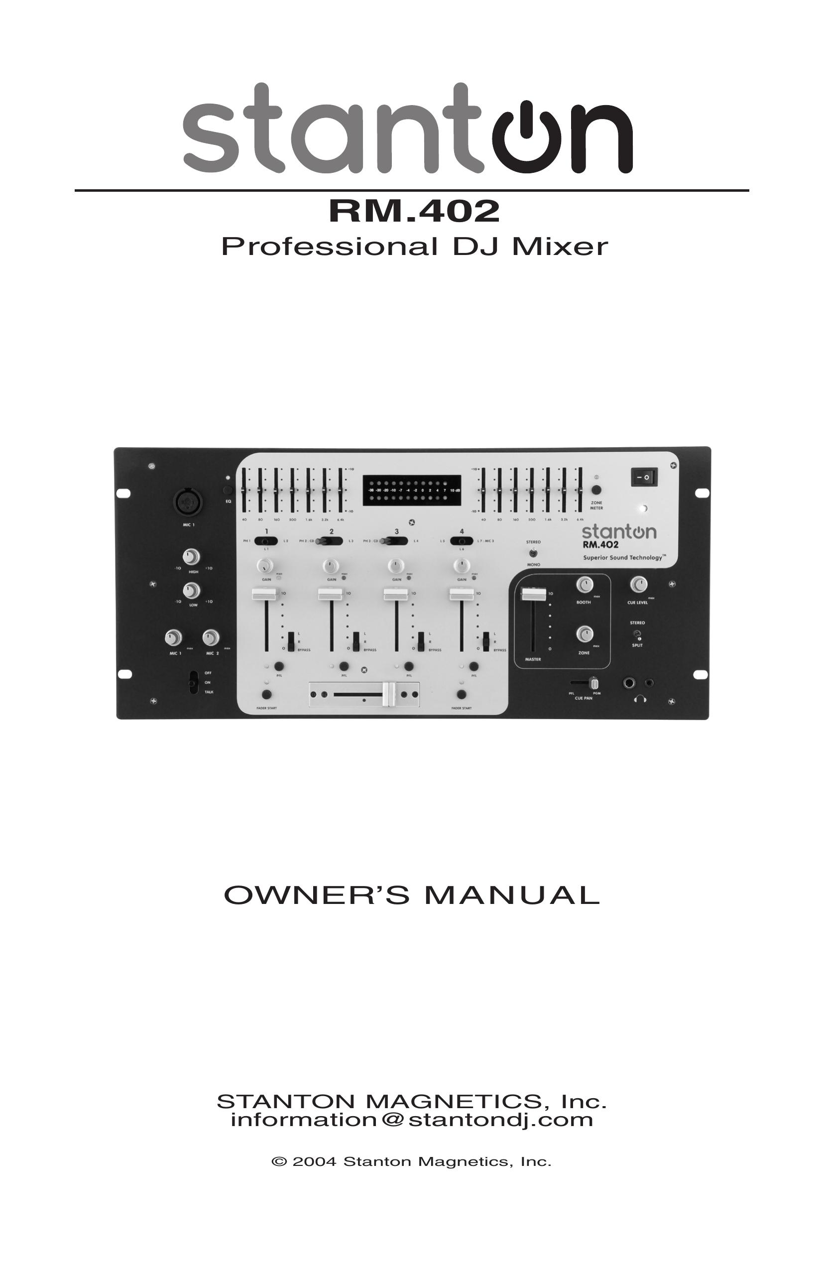 Stanton RM-402 Musical Instrument User Manual