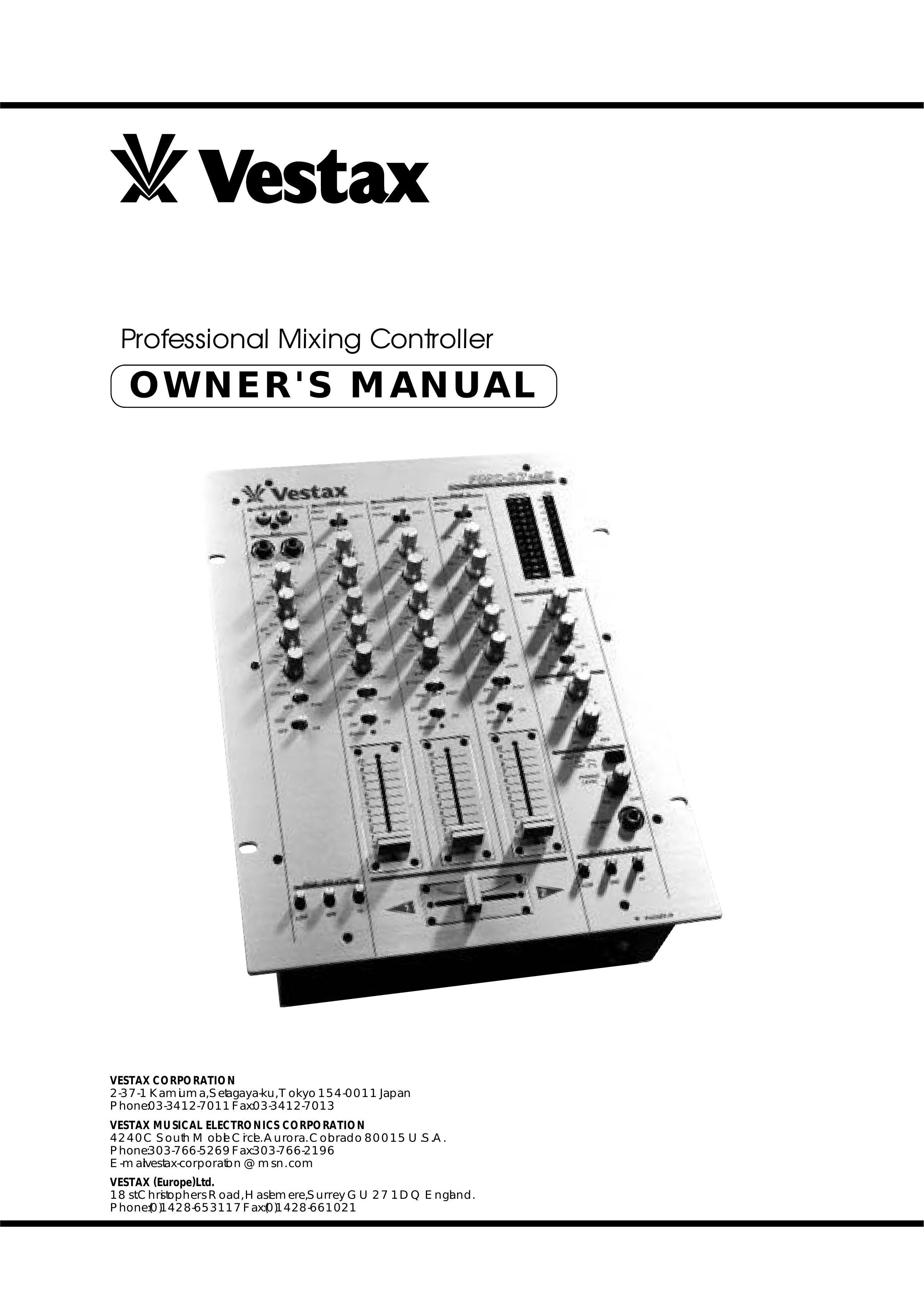 Vestax Mixing Controller Musical Instrument User Manual