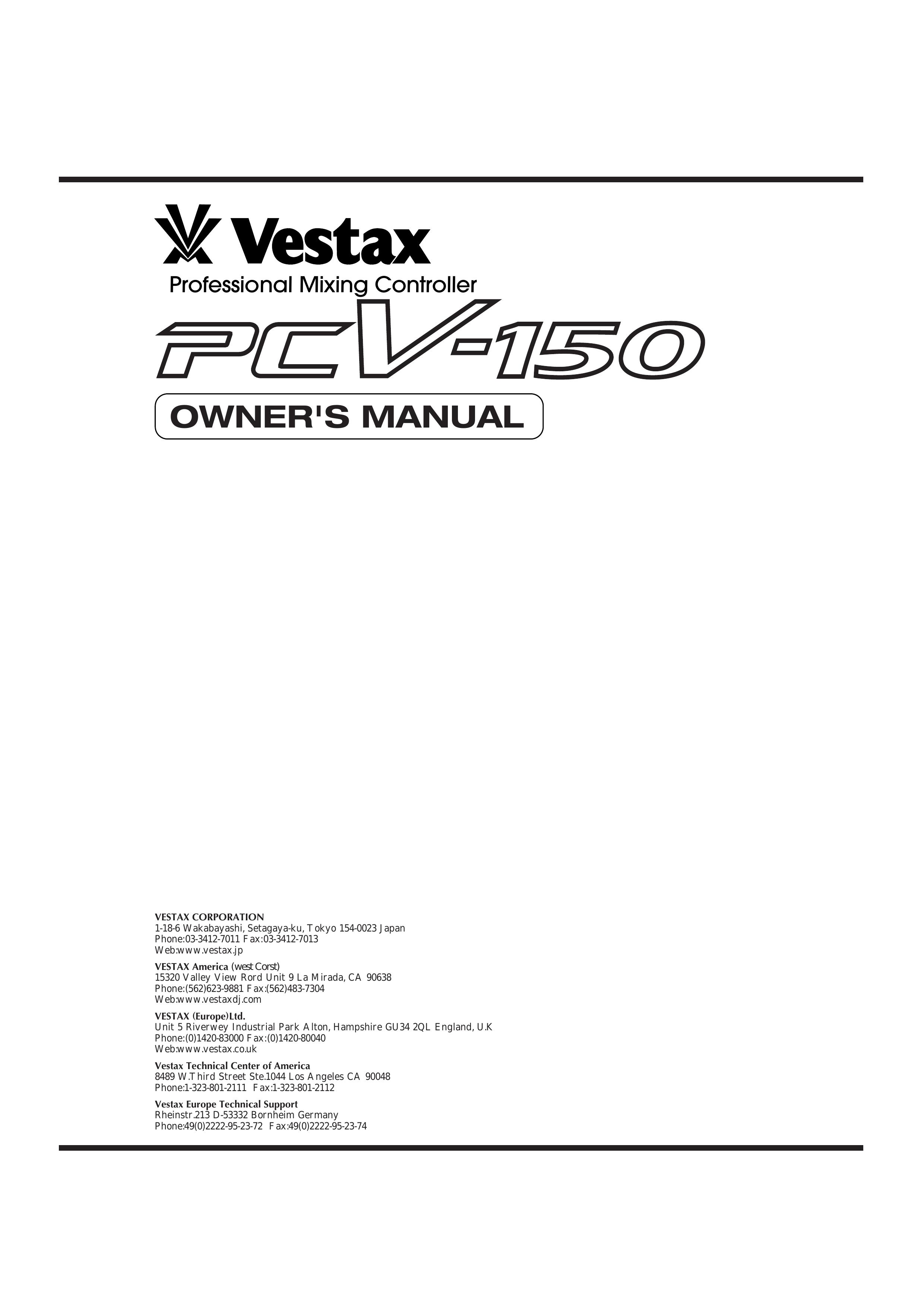 Vestax PCV-150 Musical Instrument User Manual