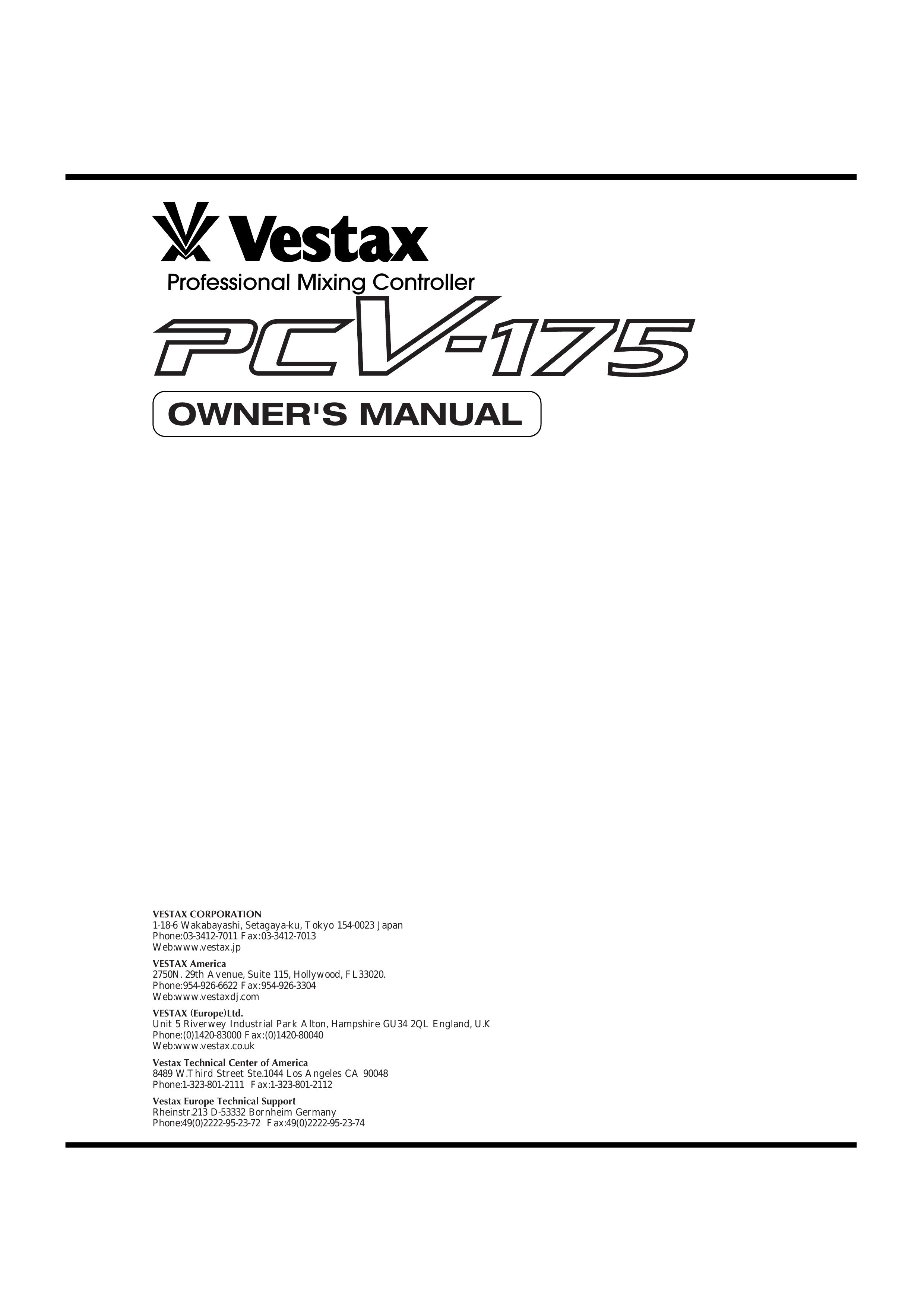 Vestax PCV-175 Musical Instrument User Manual