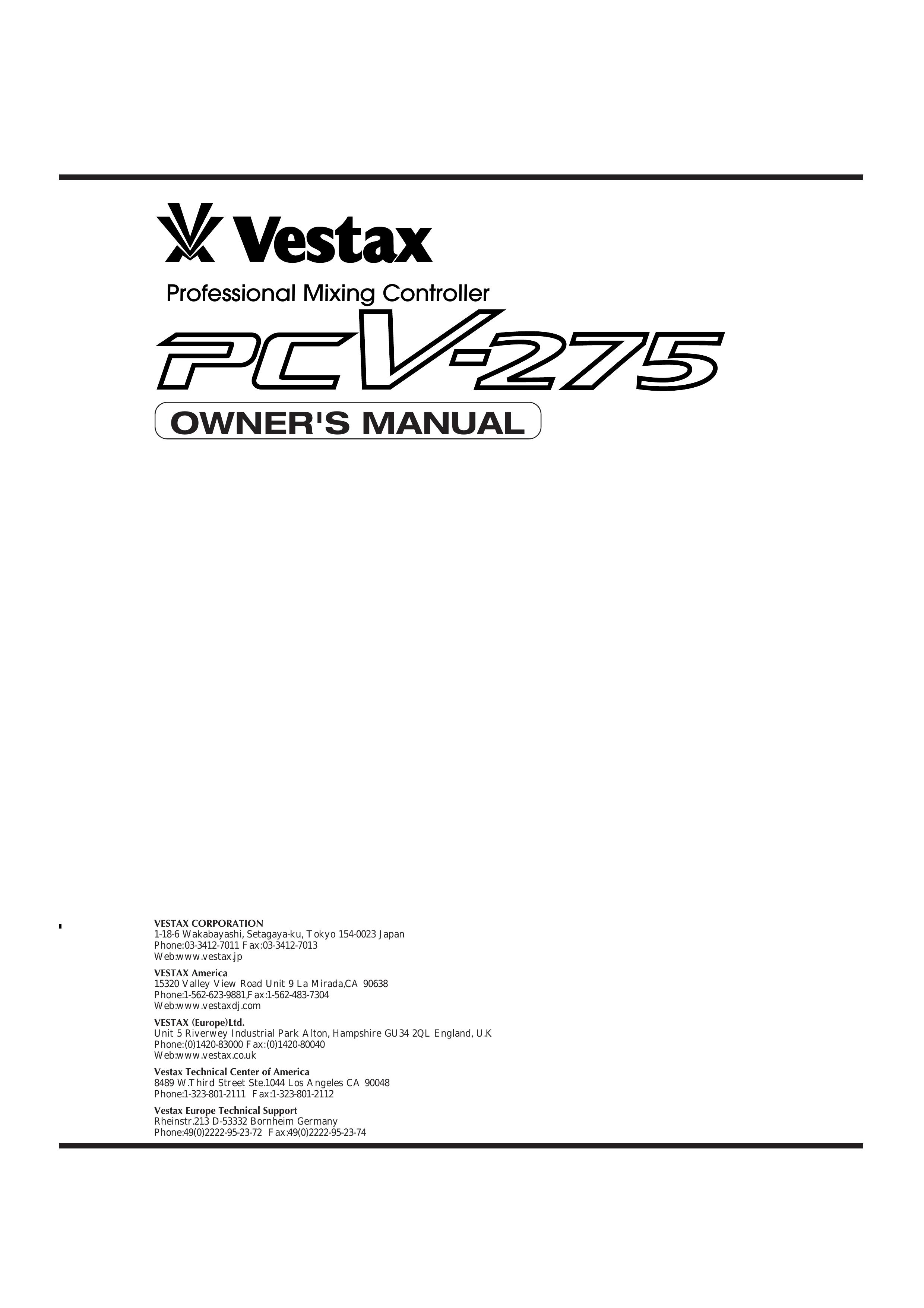 Vestax PCV-275 Musical Instrument User Manual