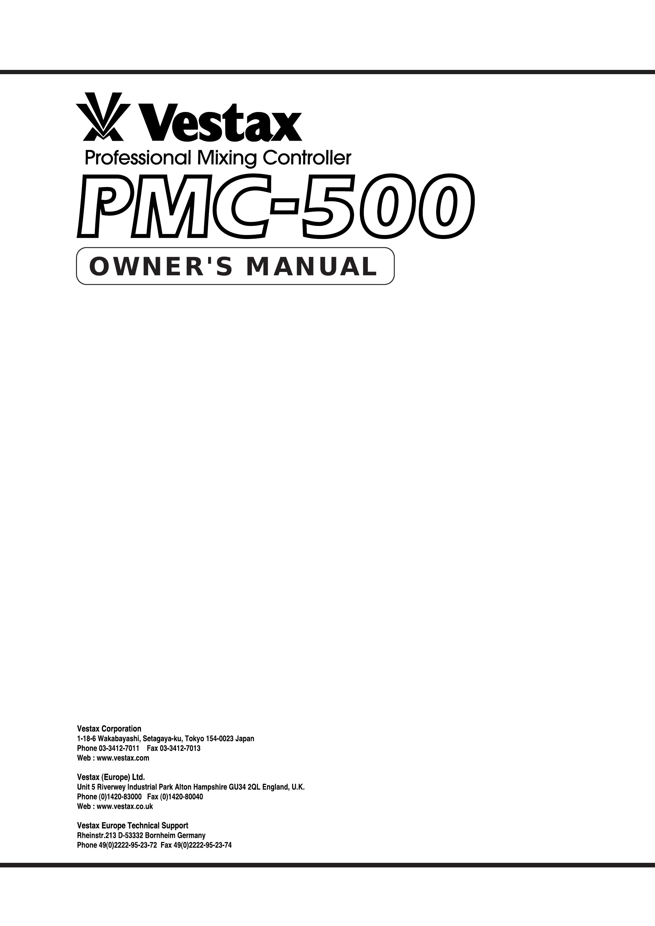 Vestax PMC 500 Musical Instrument User Manual