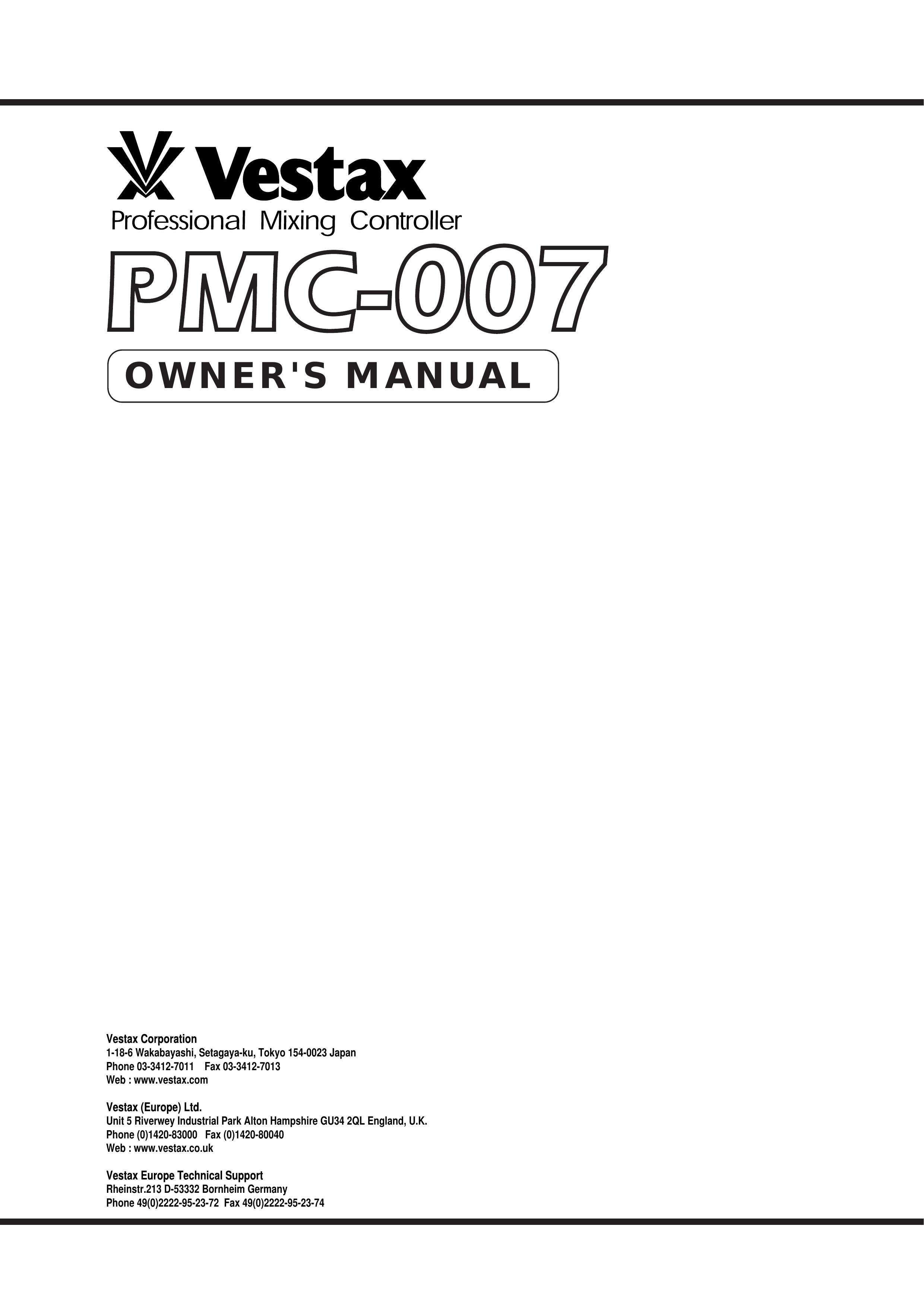 Vestax PMC-007 Musical Instrument User Manual