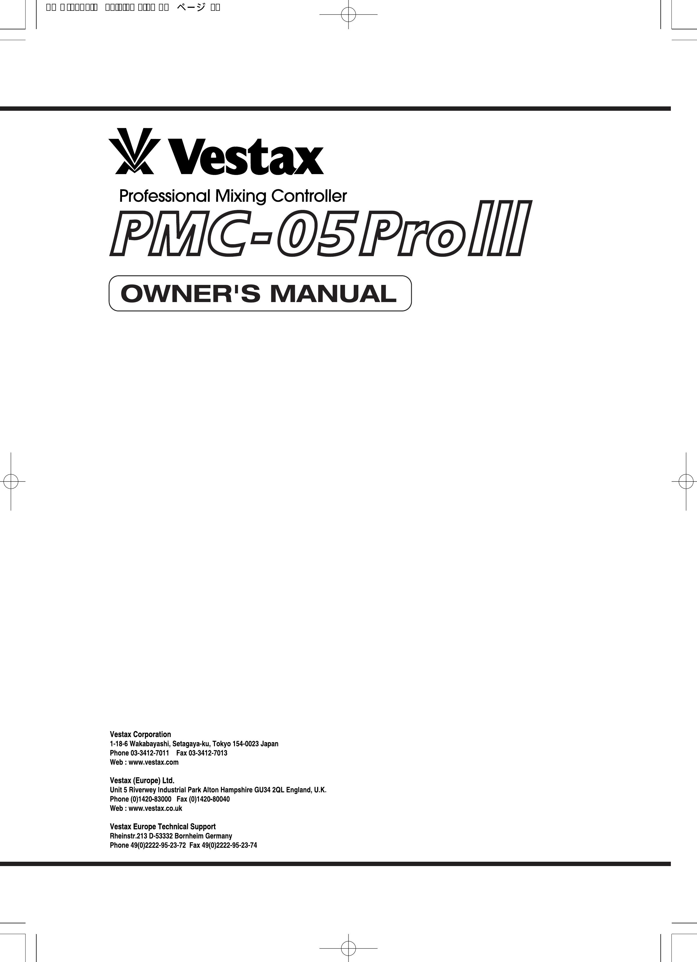 Vestax PMC-05ProIII Musical Instrument User Manual