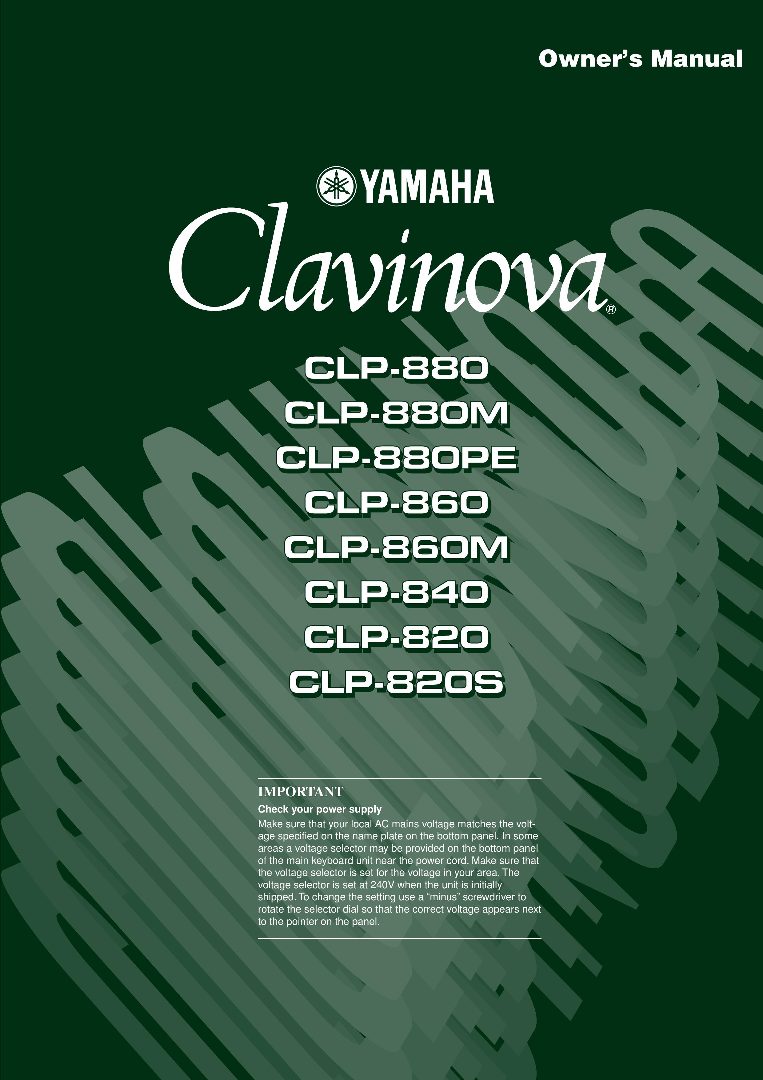 Yamaha CLP - 820 Musical Instrument User Manual